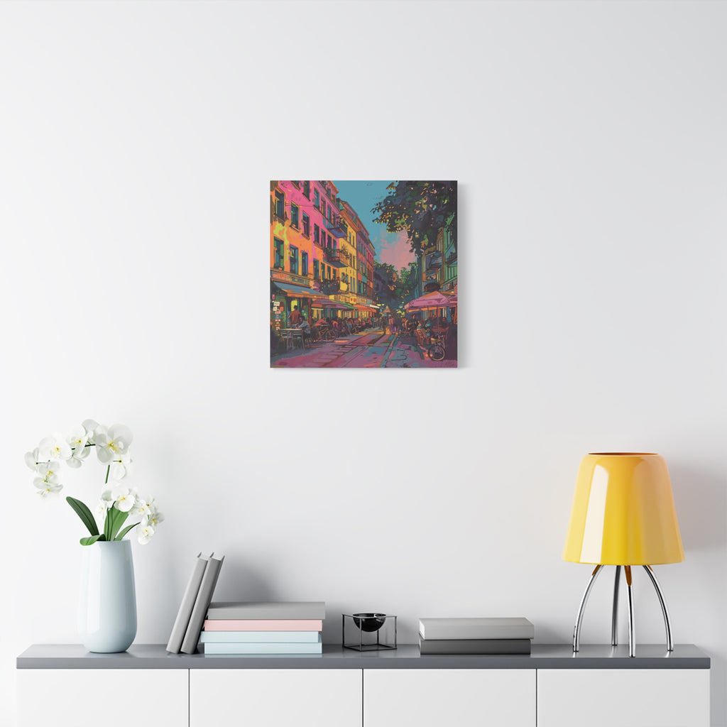 Berlin Kreuzberg neighbourhood - Vibrant European Street Cafe Canvas