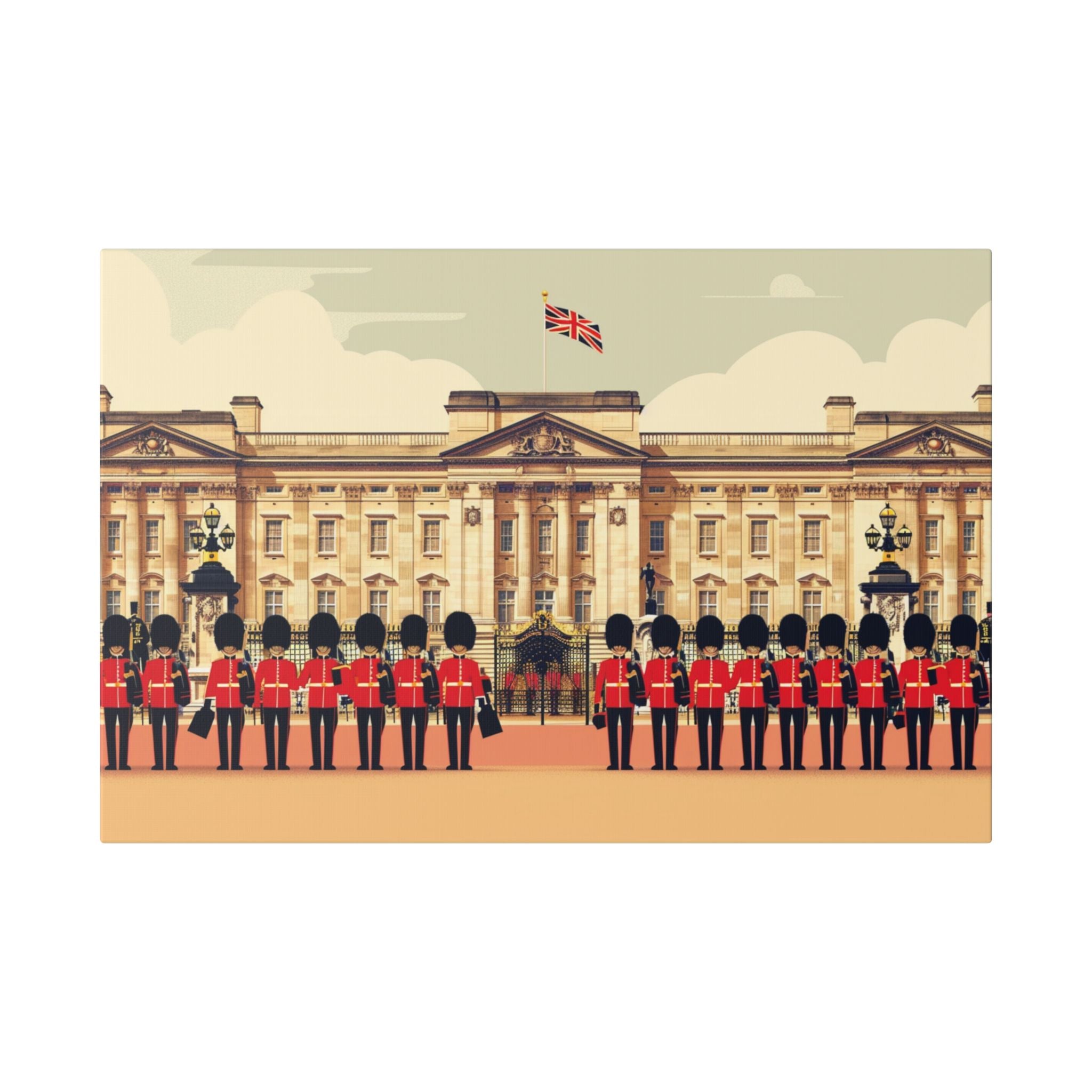 Buckingham Palace Guards Canvas Wall Art — British Royal Guard Illustration