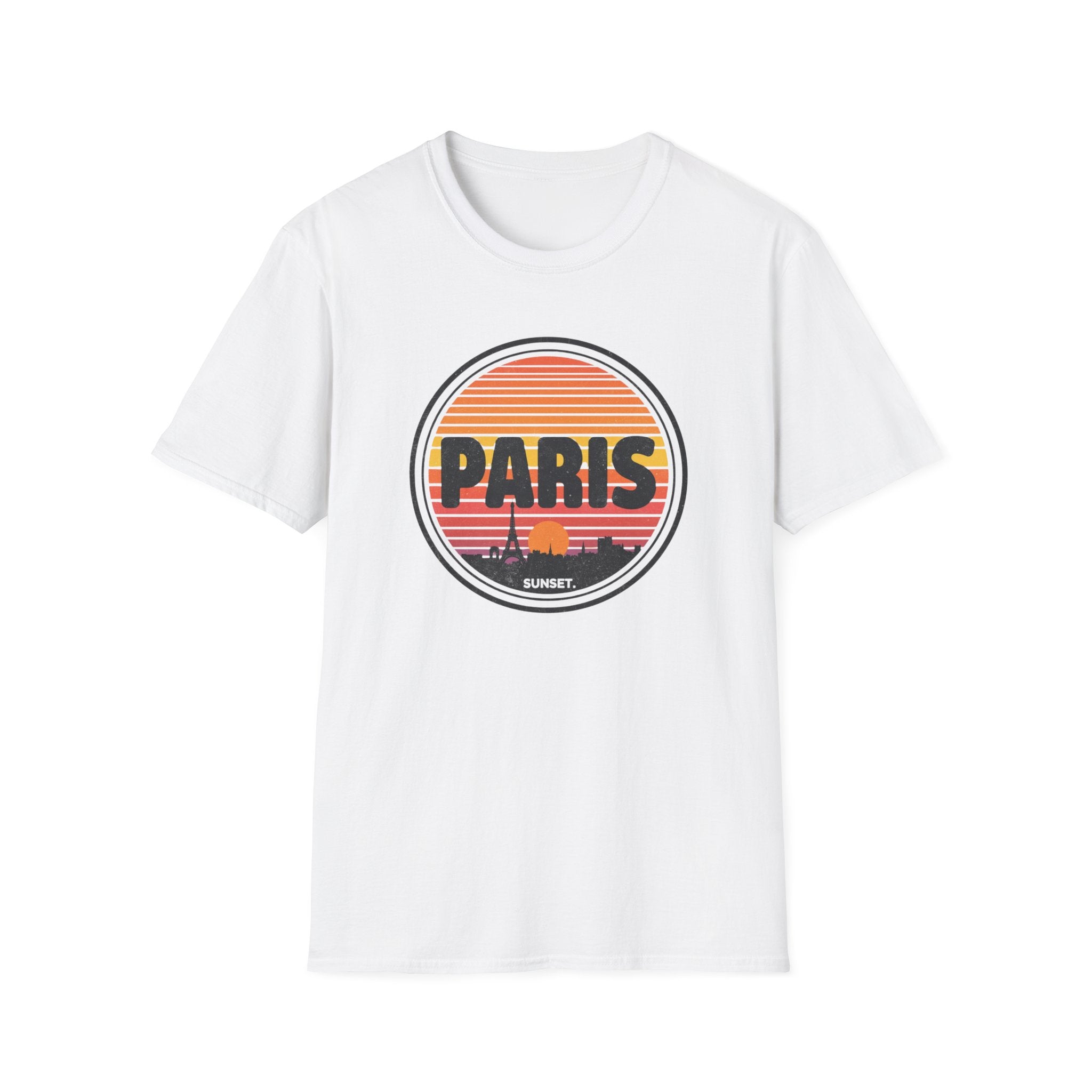 Paris Sunset T-Shirt — Retro Eiffel Tower Travel Tee