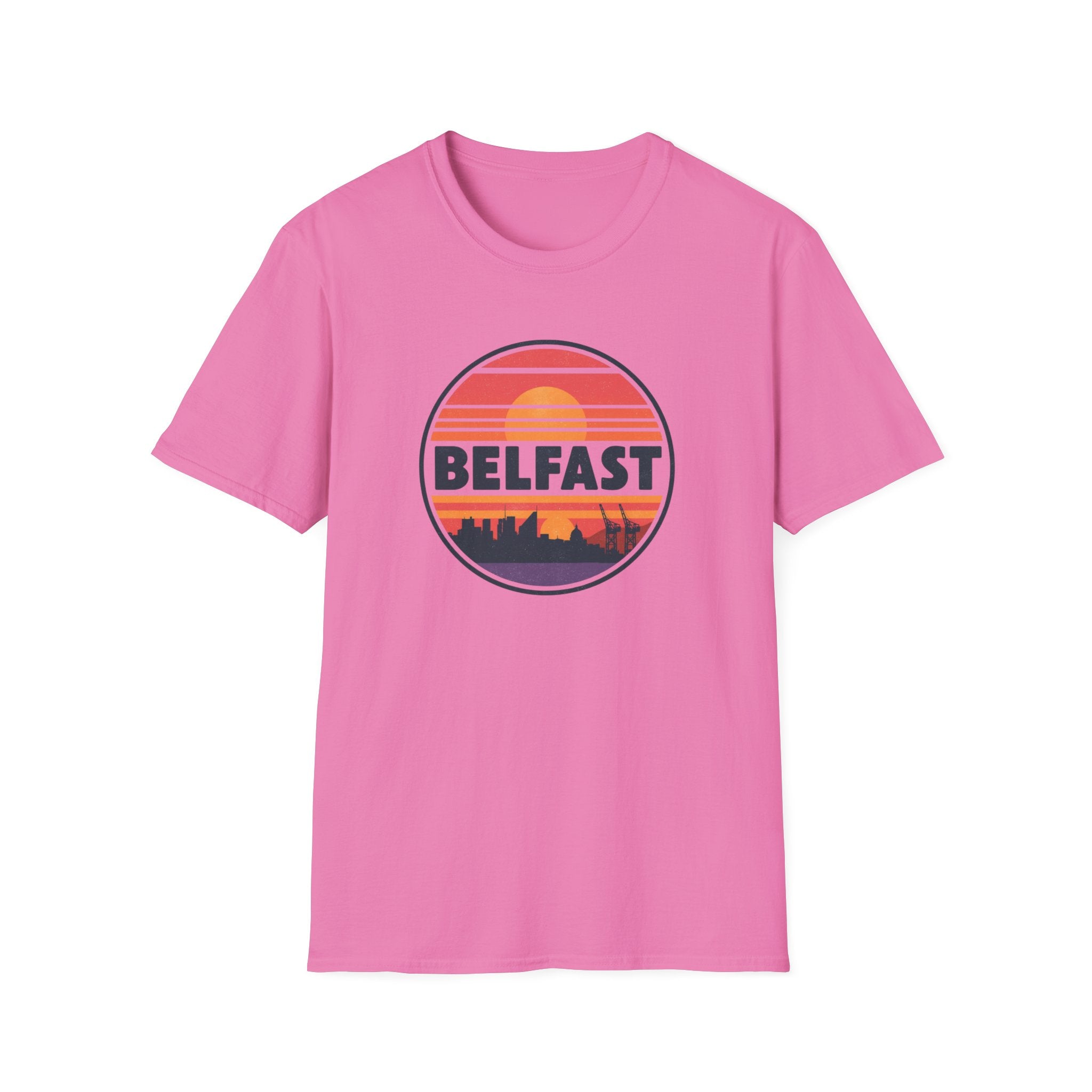 Belfast Sunset T-Shirt — Retro Skyline Graphic Tee