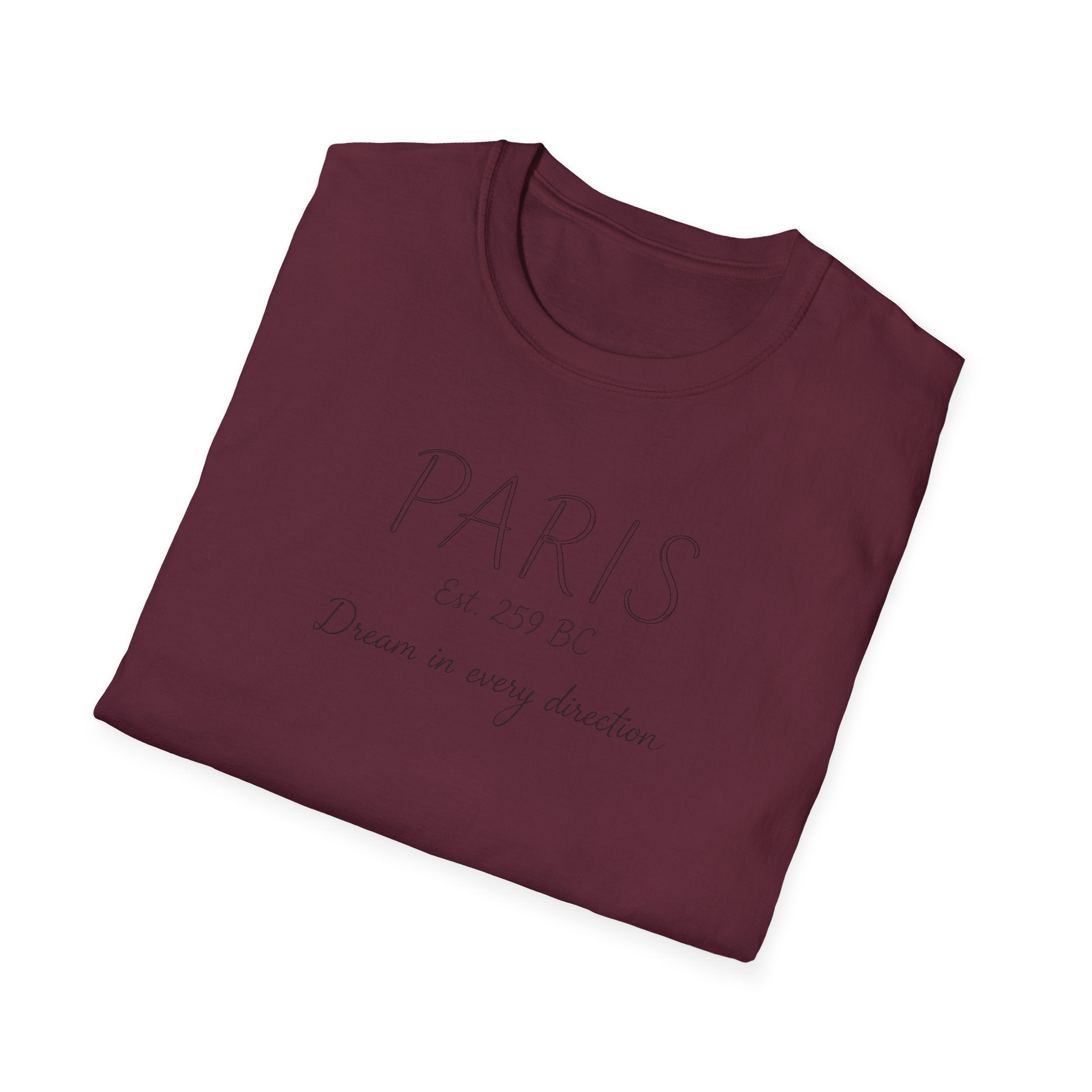 Paris Est. 259 BC T-Shirt – 'Dream in Every Direction' Minimalist Travel Tee