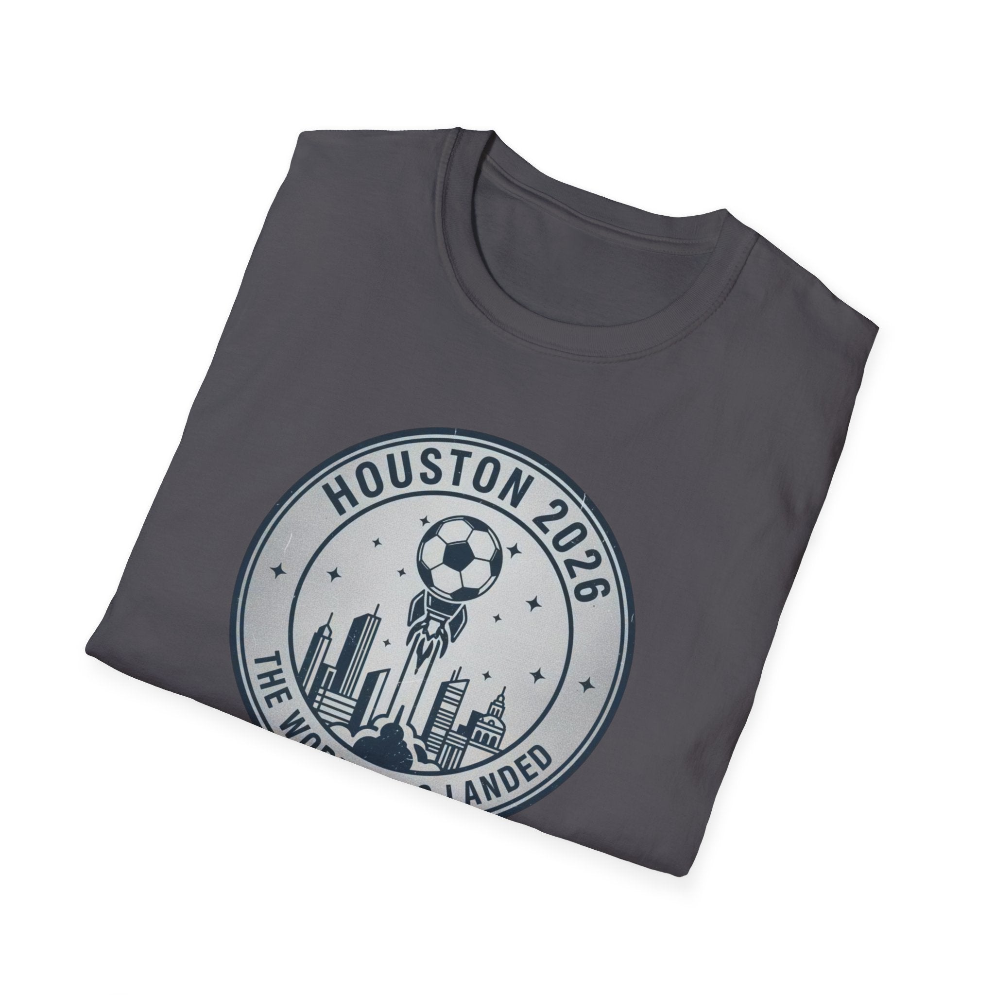 Houston 2026 Soccer Tee — "The World Has Landed" City Crest
