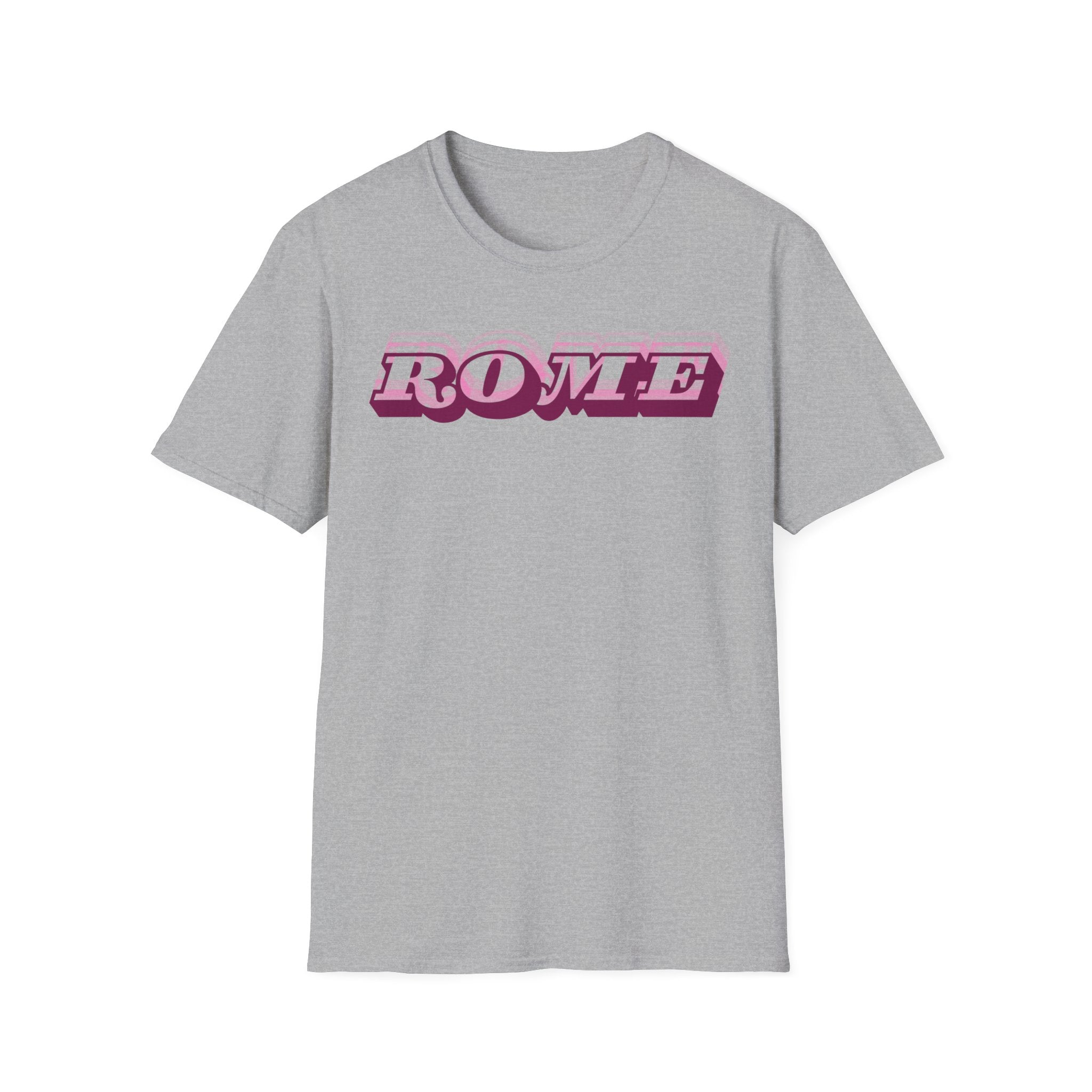 ROME 3D Retro Text T-Shirt | Pink Ombre City Typography