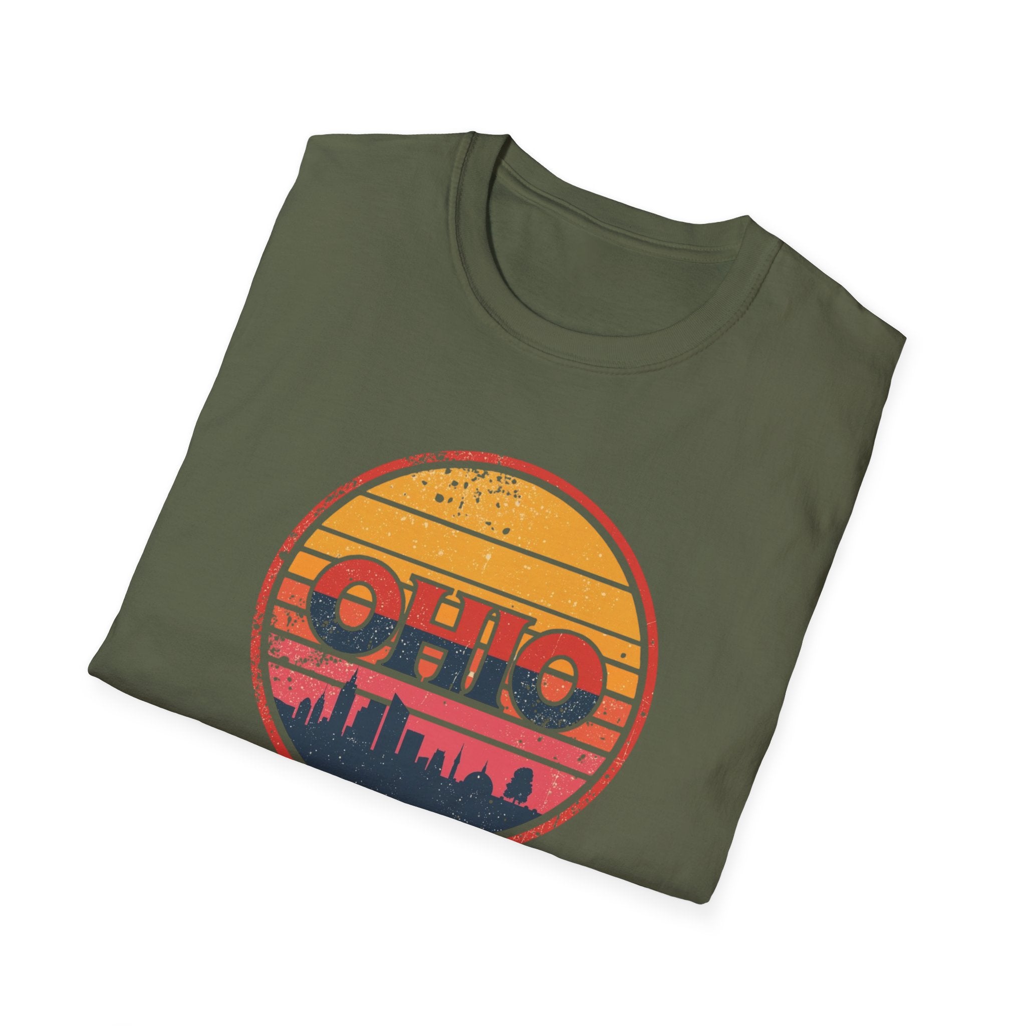 Ohio Retro Sunset T-Shirt — Vintage State Skyline Tee