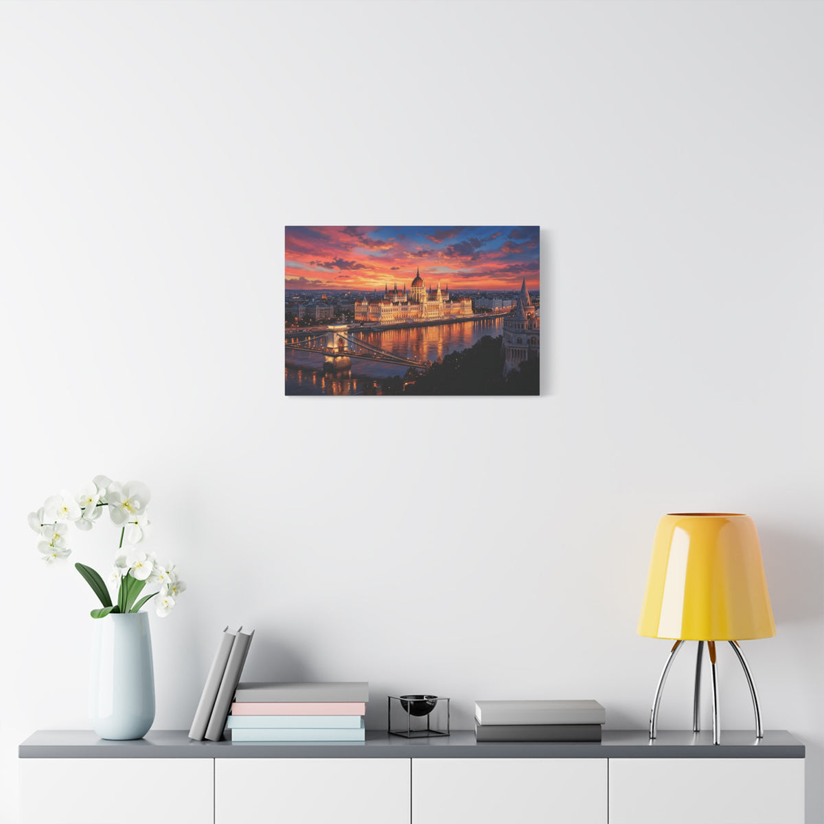Budapest Parliament Sunset Canvas Wall Art
