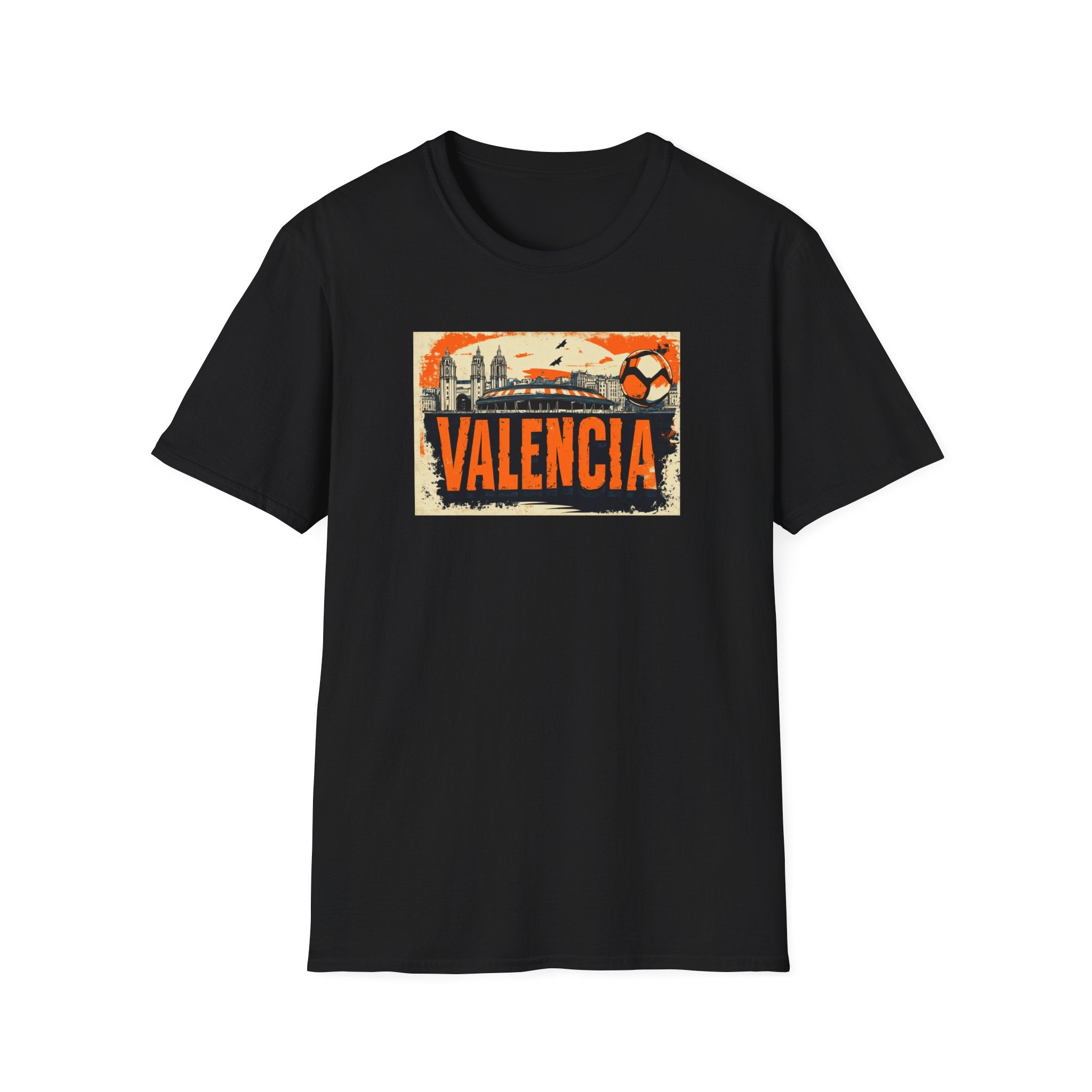 Valencia Vintage Soccer Graphic T-Shirt | City Skyline, Football Art