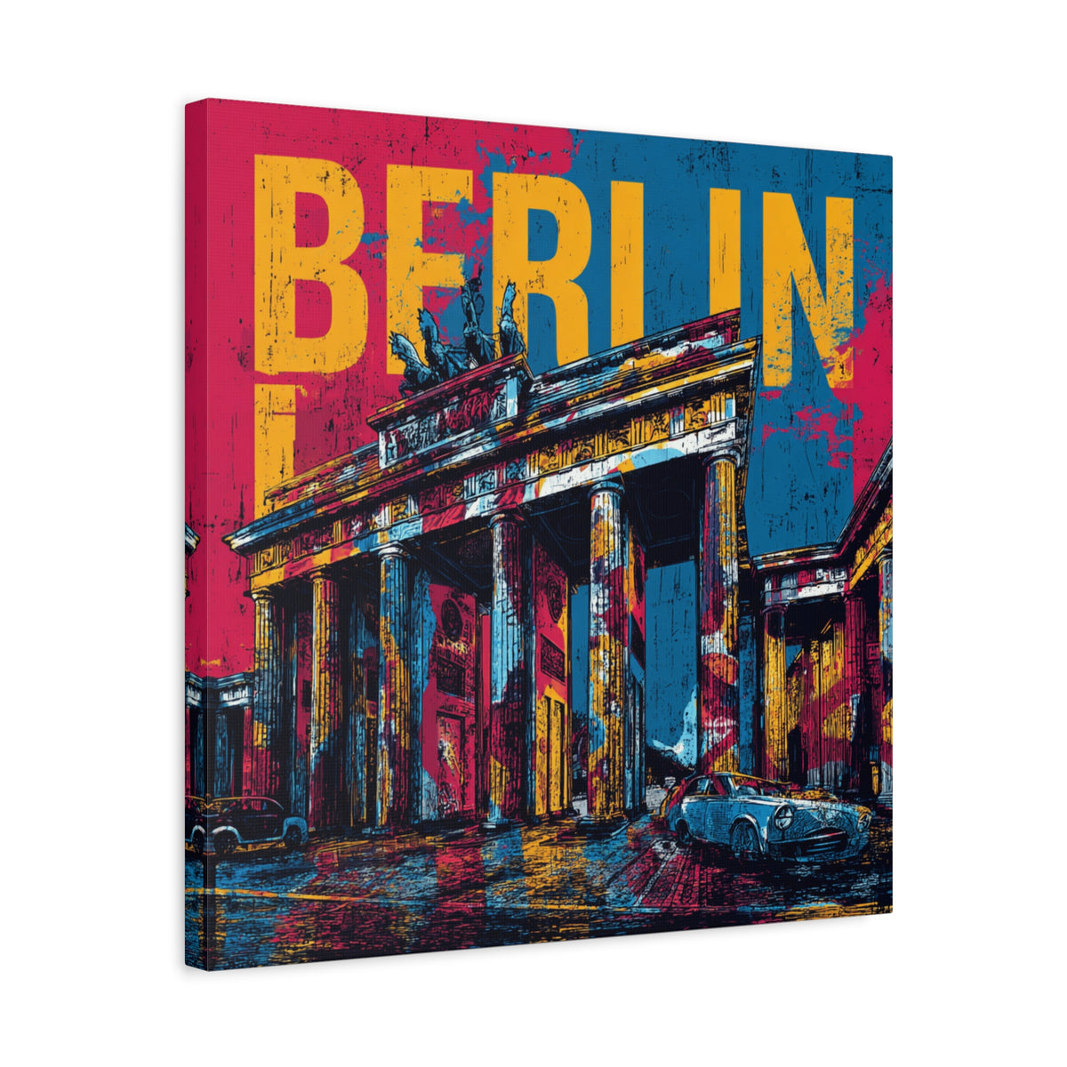 Berlin Pop Art Canvas Wall Art — Colorful Brandenburg Gate Stretched Canvas