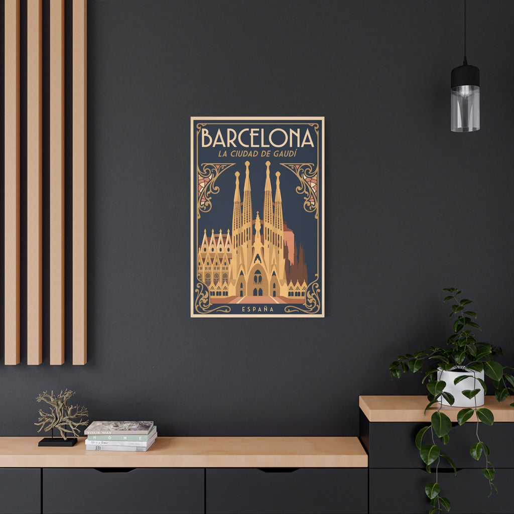 Barcelona Sagrada Família Canvas Wall Art — La Ciudad de Gaudí Travel Poster