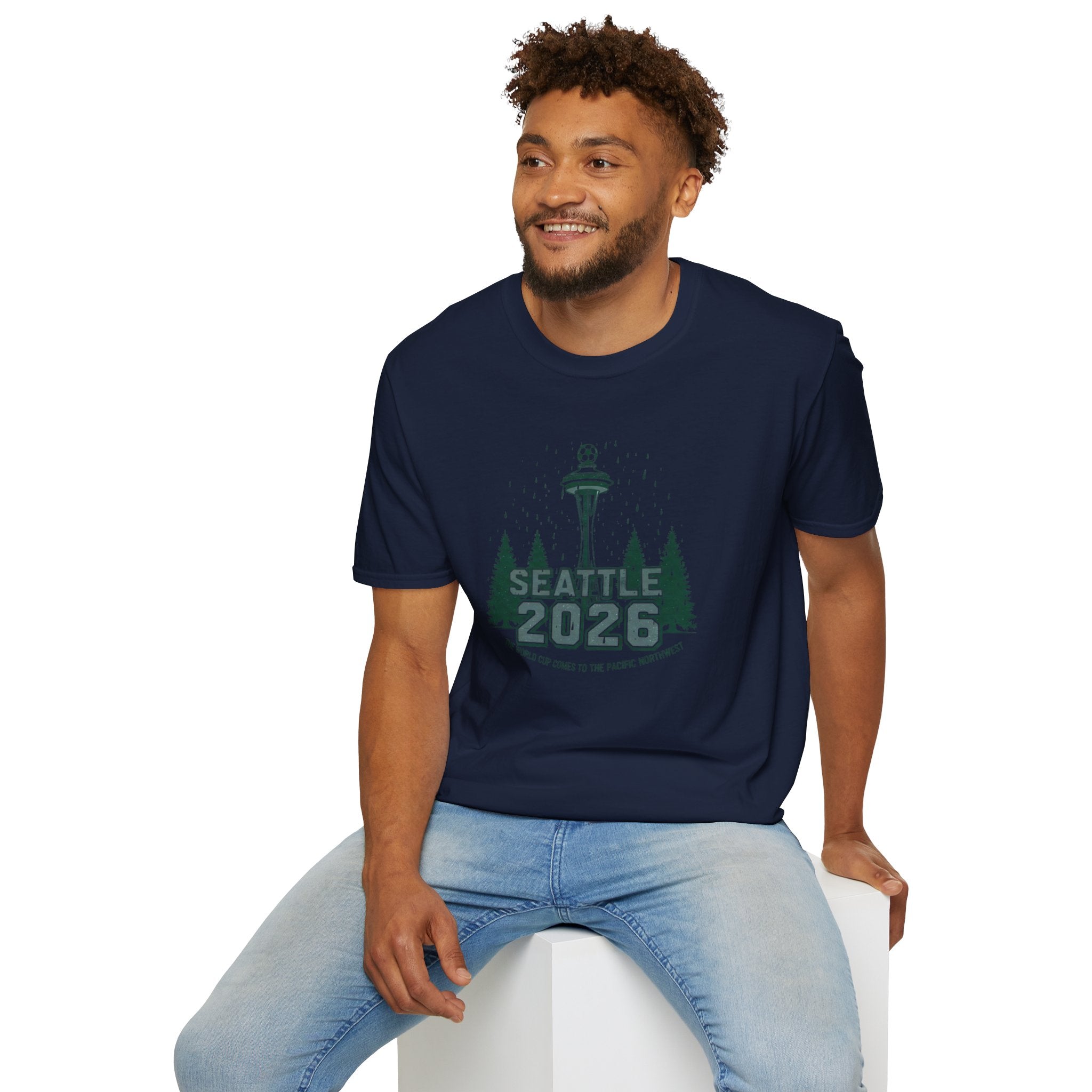 Seattle 2026 Souvenir T-Shirt — Space Needle & Pine Trees Travel Tee