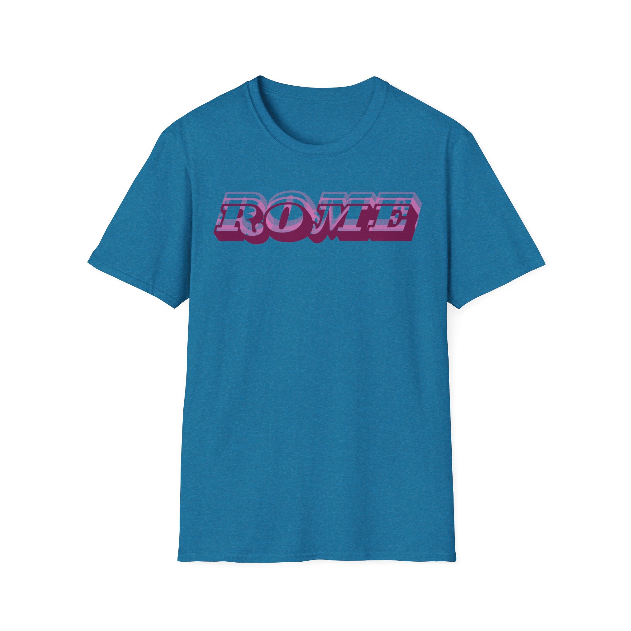ROME 3D Retro Text T-Shirt | Pink Ombre City Typography
