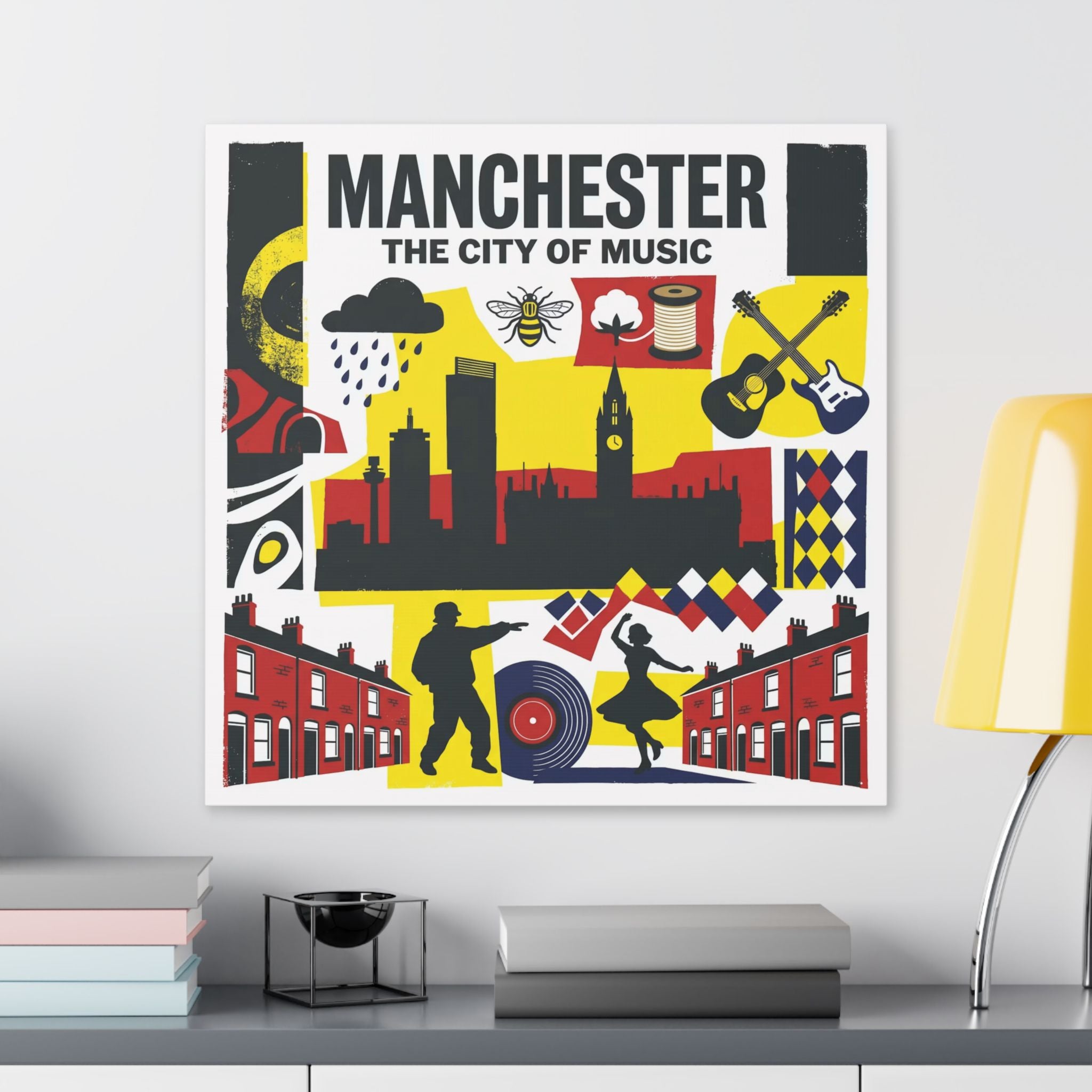 Manchester — The City of Music Stretched Canvas Wall Art