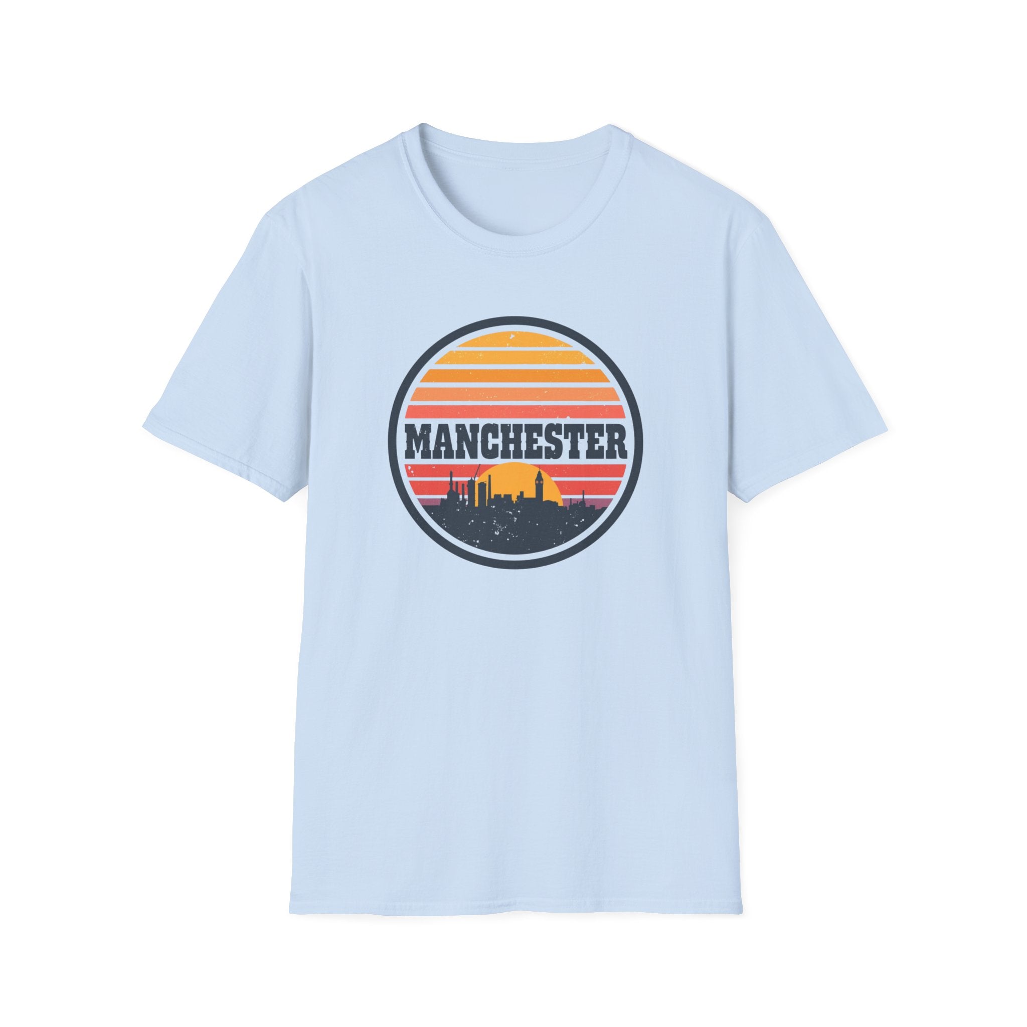 Manchester Skyline T‑Shirt — Retro Sunset City Tee