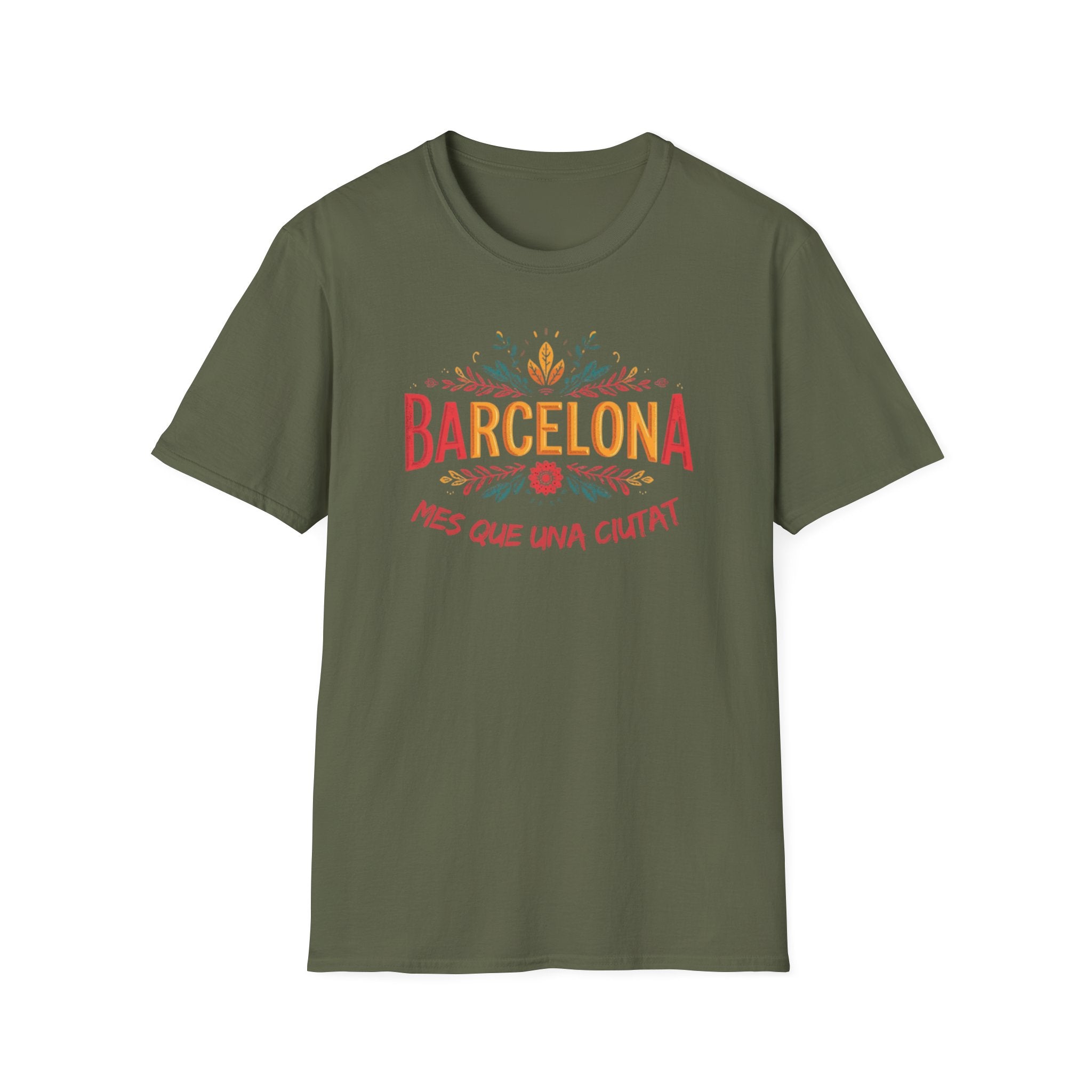 Barcelona floral script T-Shirt | Més que una ciutat, Catalonia travel tee