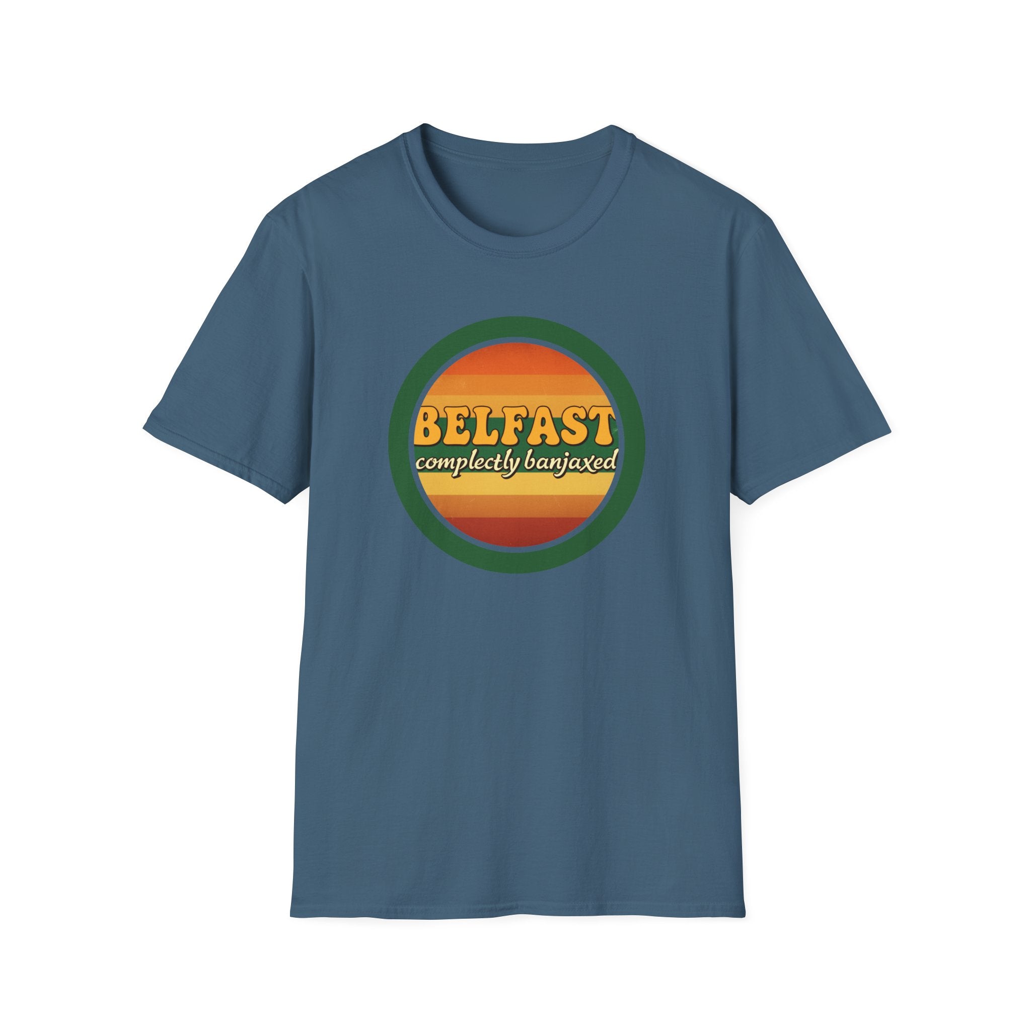 Belfast Retro Sunset T-Shirt — 'Belfast Completely Banjaxed' Vintage Graphic Tee
