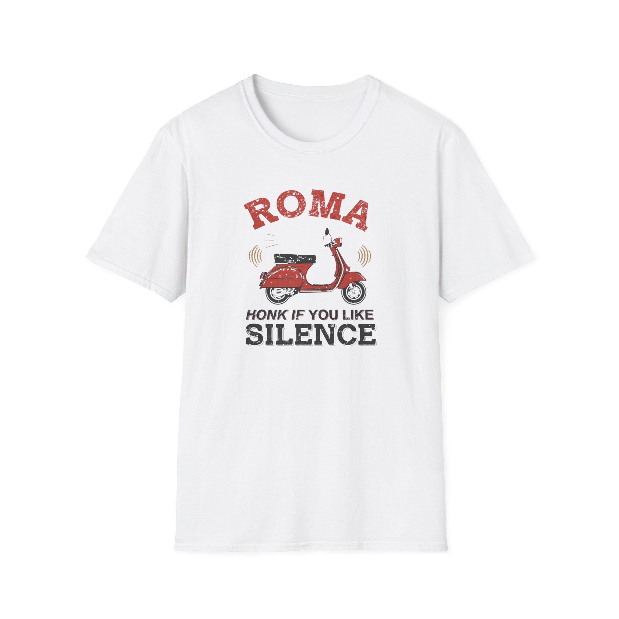 Roma Scooter T‑Shirt — "Honk If You Like Silence" Vintage Vespa Tee