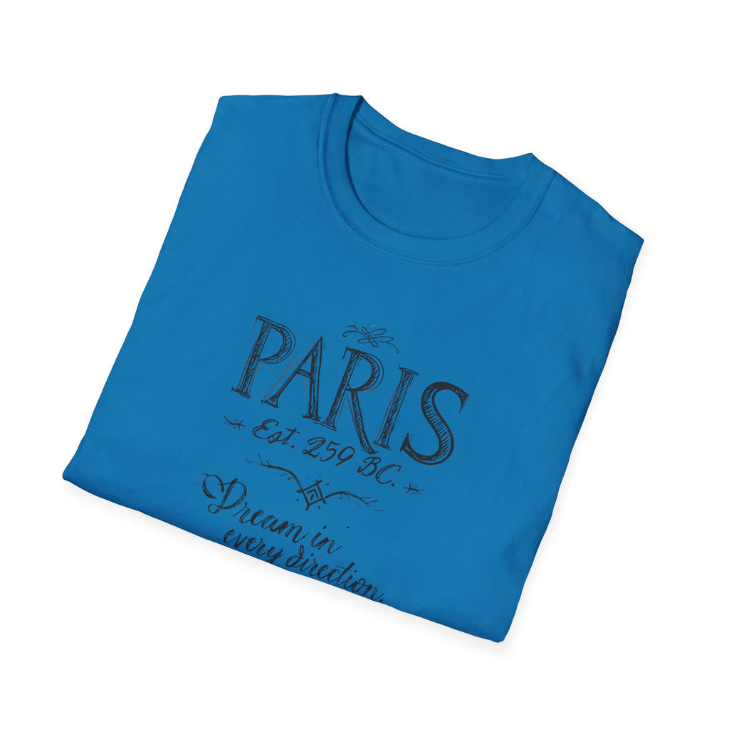 Paris Vintage Script T‑Shirt — "Dream in Every Direction"