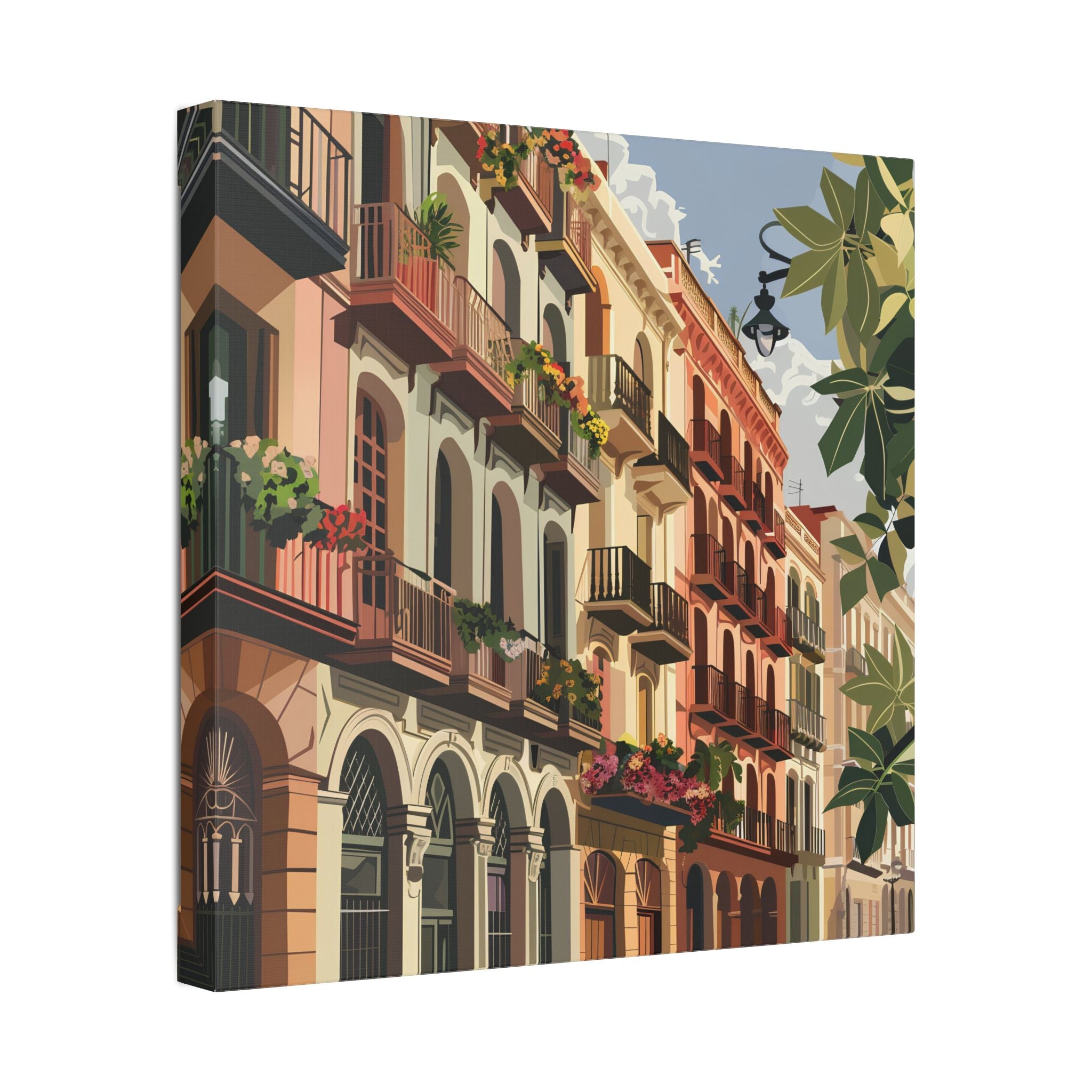 Mediterranean Balcony Street Canvas