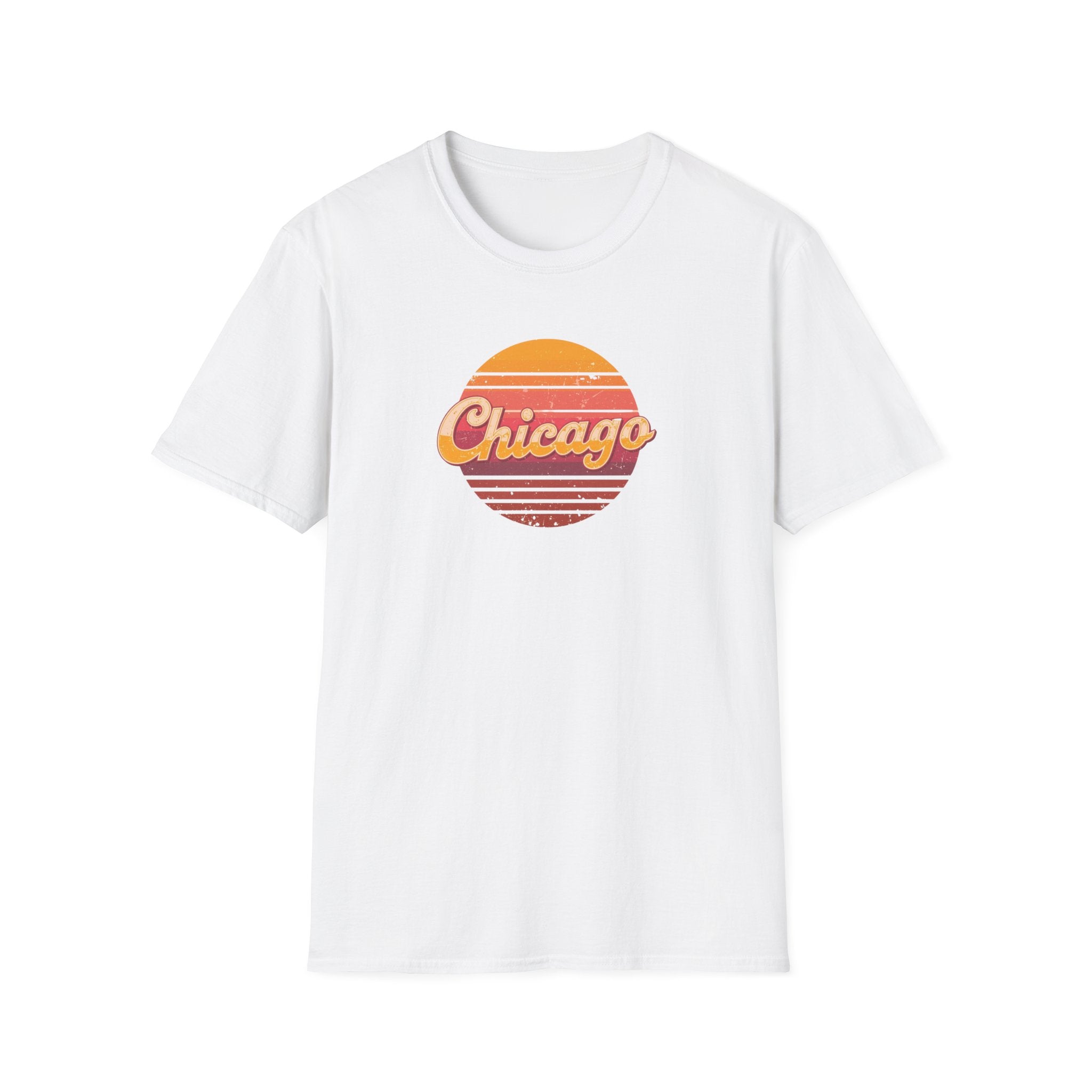 Chicago Retro Sunset T-Shirt | Vintage City Script Shirt