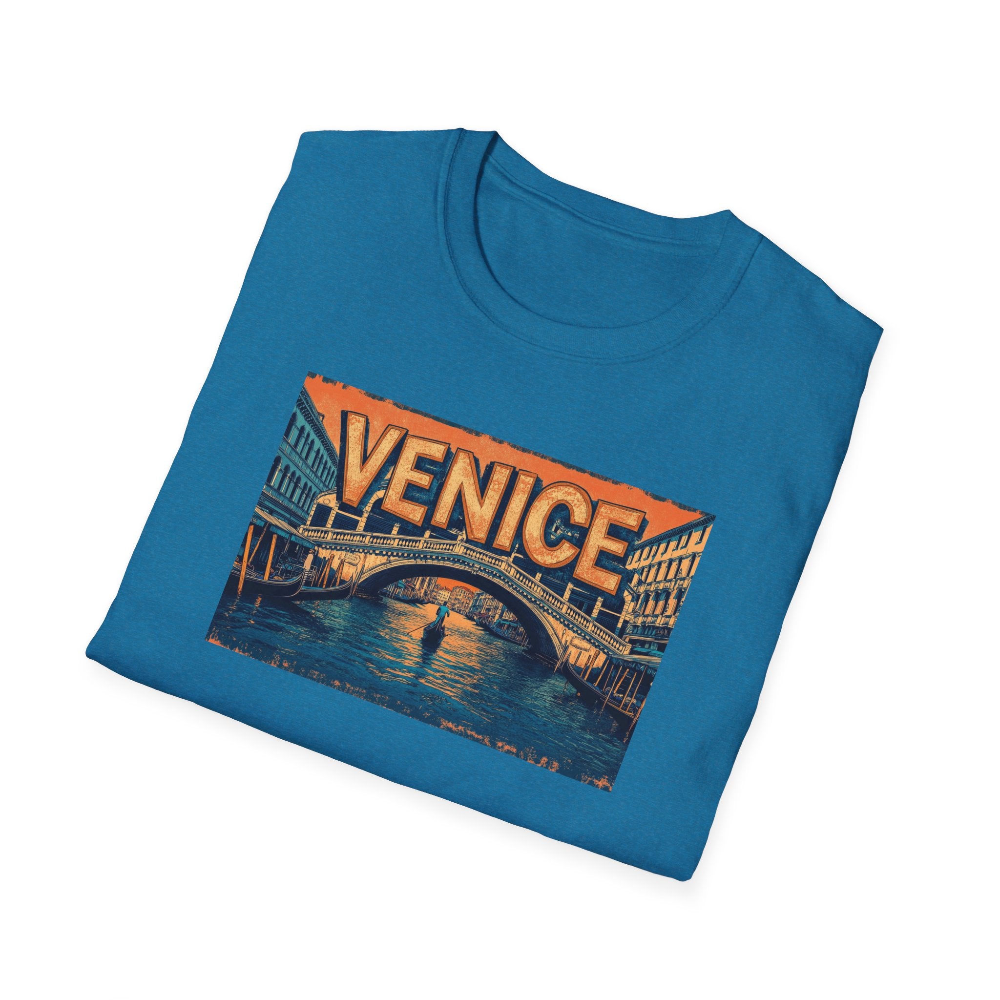 Venice Vintage Canal Poster T-Shirt | Gondola Bridge Italy Travel Tee
