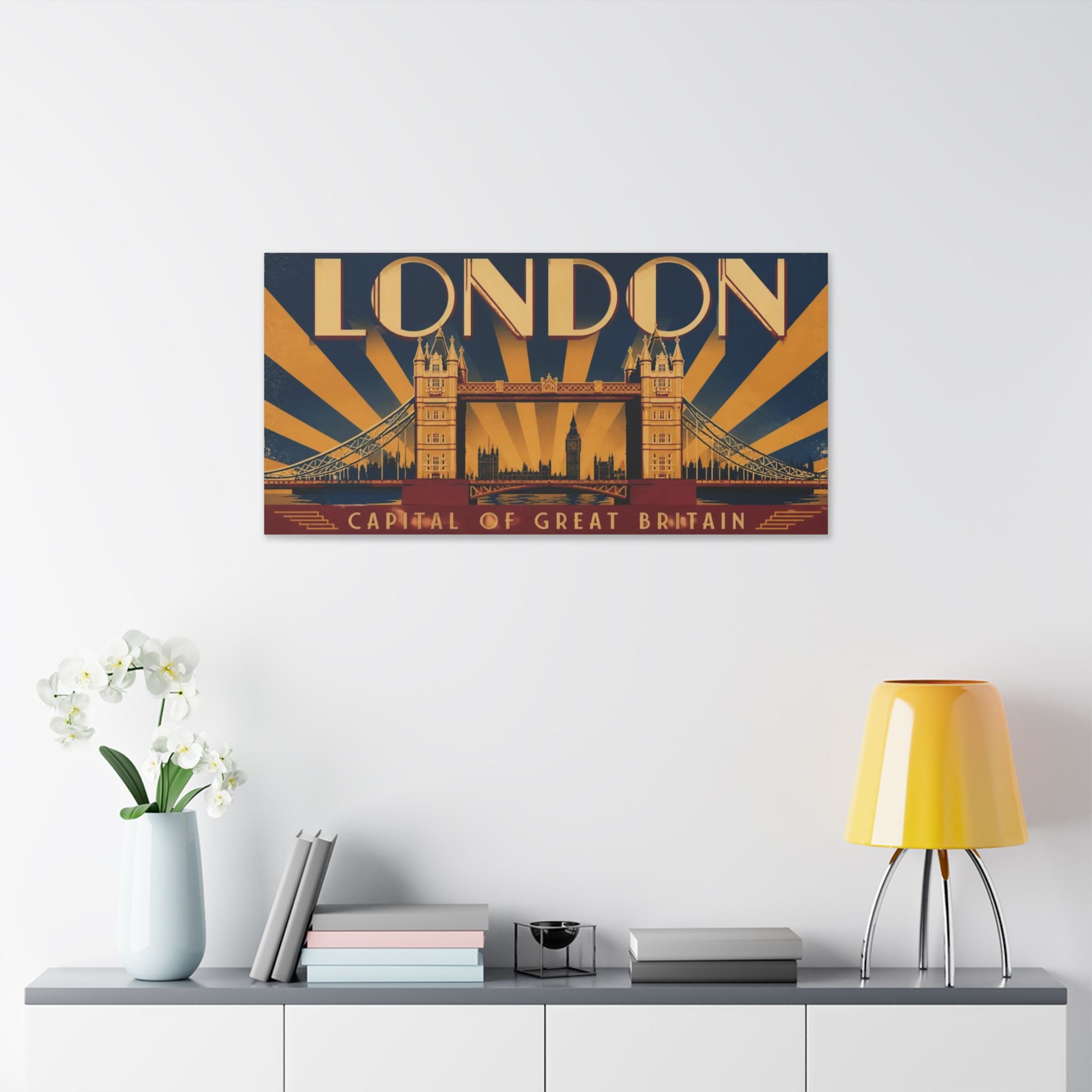 London Vintage Travel Canvas — "Capital of Great Britain" Wall Art