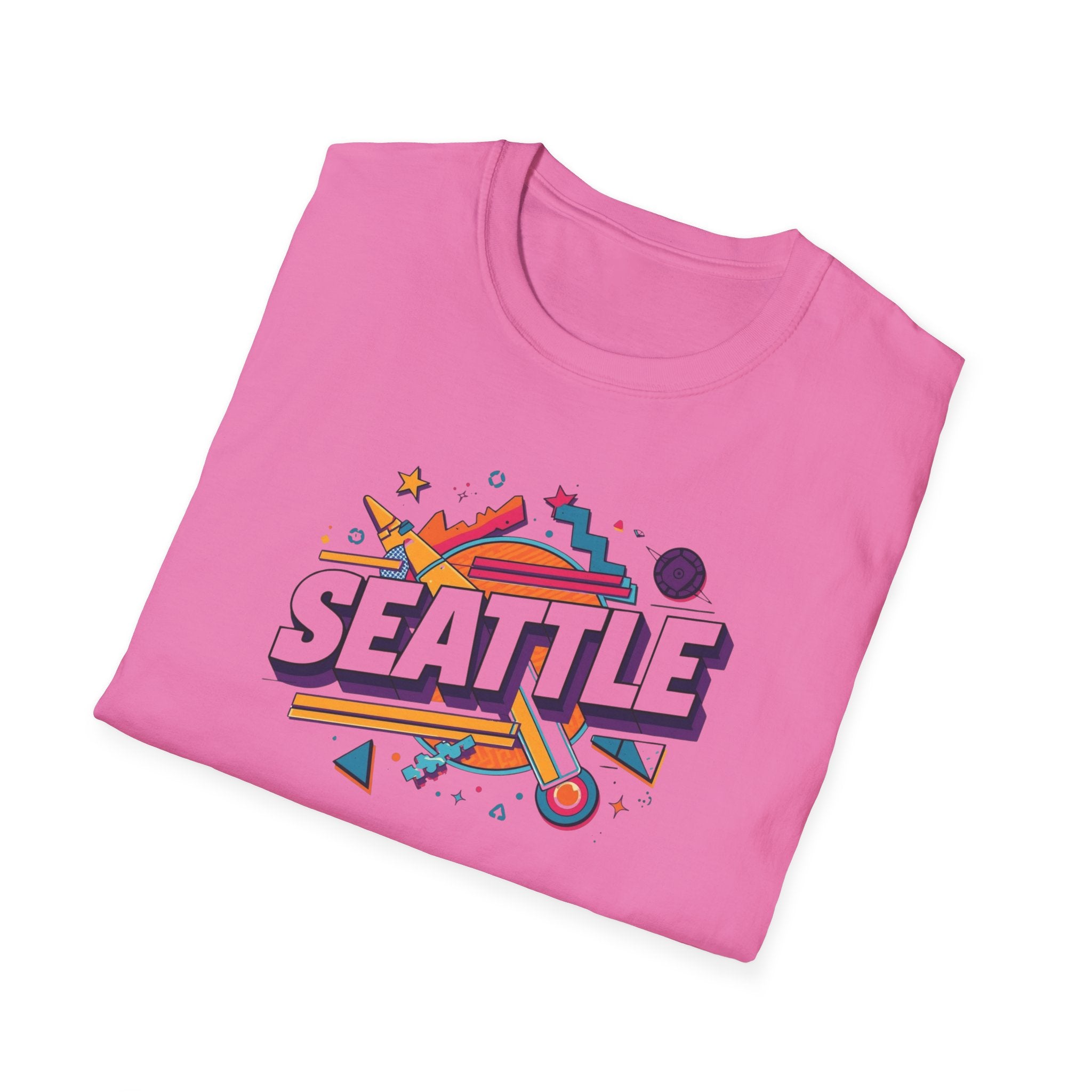 Seattle Retro Graphic T-Shirt — Colorful City Skyline Design