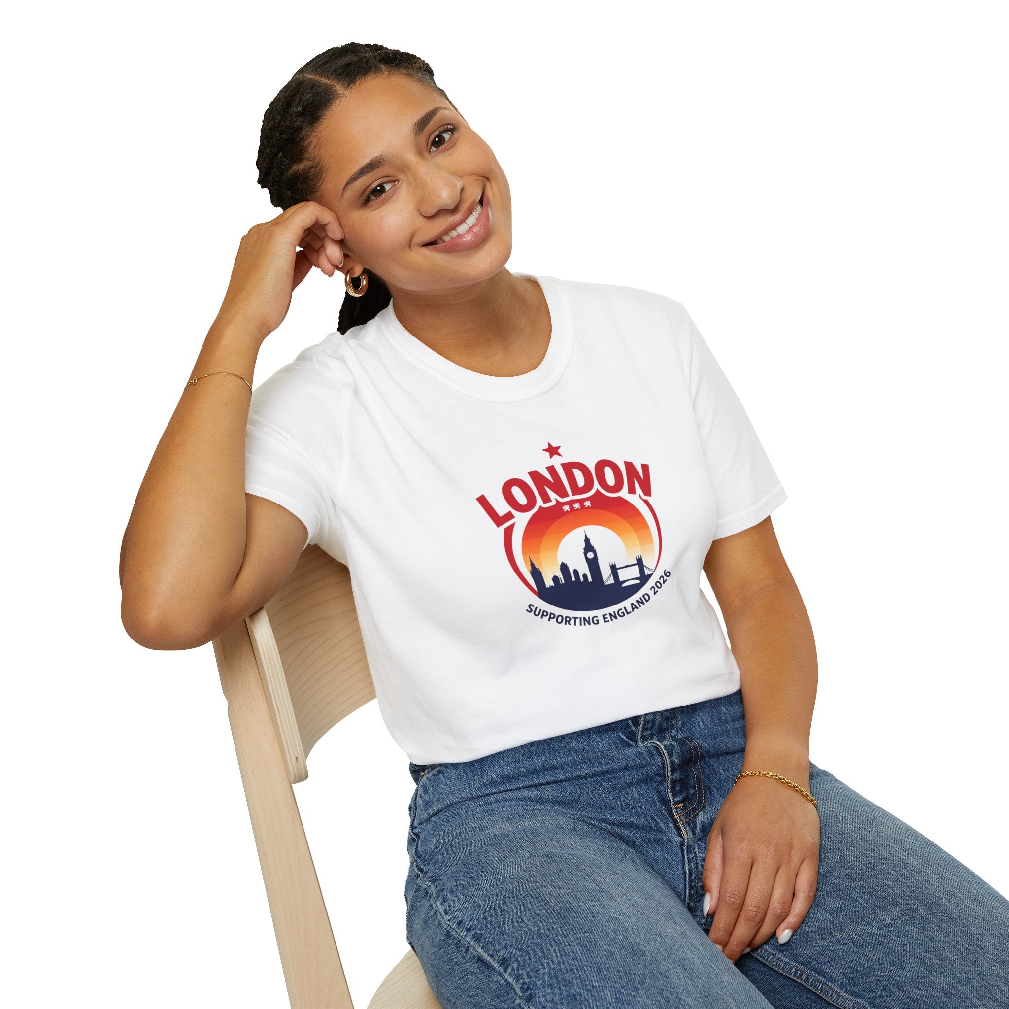 London Skyline World Cup 3 Lions T-Shirt — Supporting England 2026 Sunset Graphic