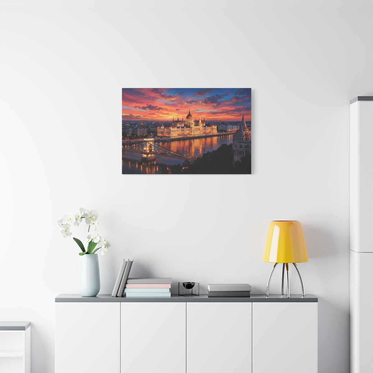 Budapest Parliament Sunset Canvas Wall Art