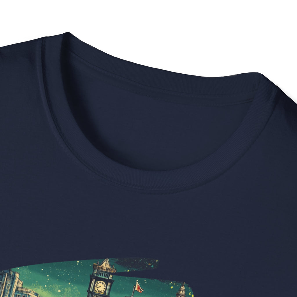 Dublin vintage travel collage T-Shirt | Irish city skyline, retro postcard style