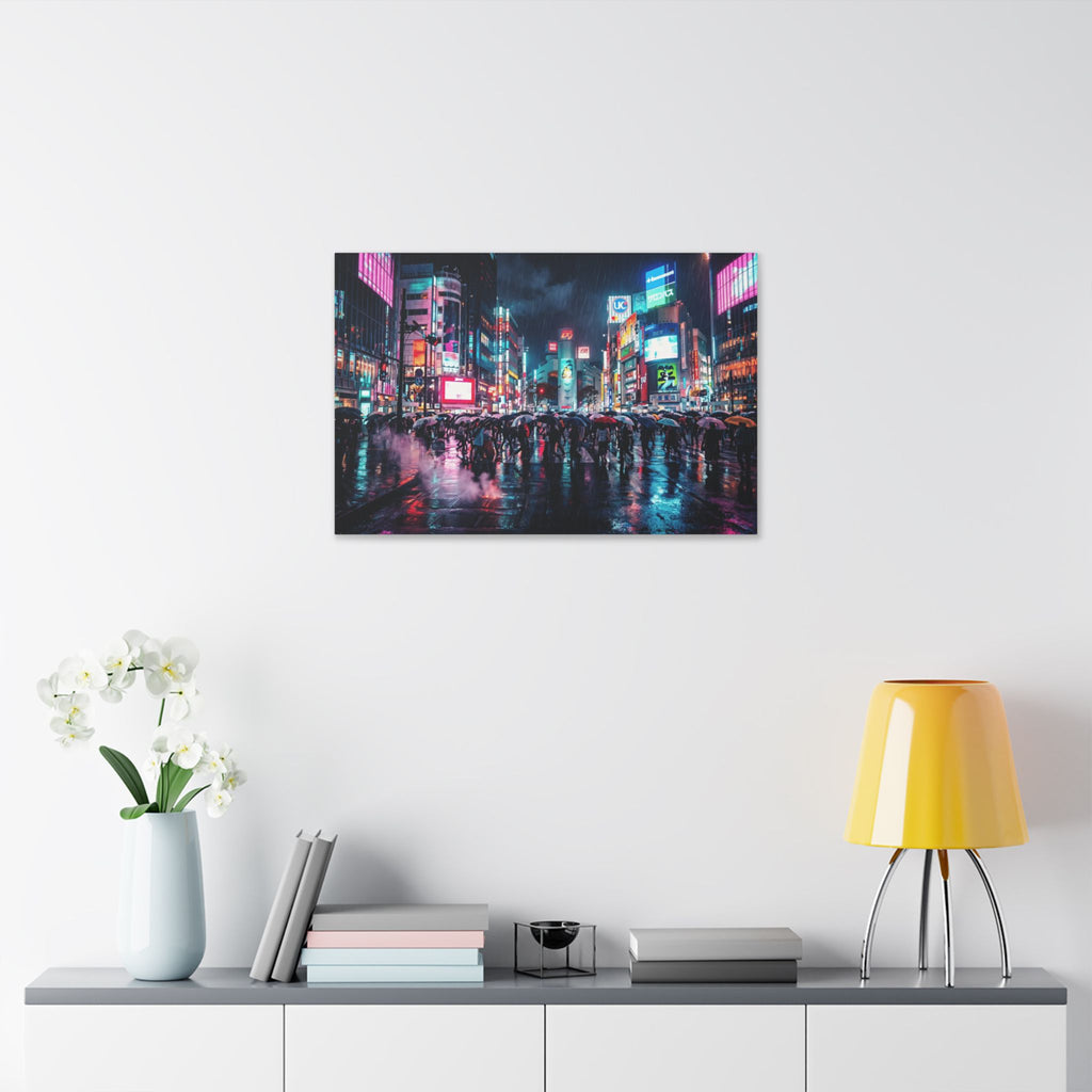 Tokyo Neon City Rainscape Canvas