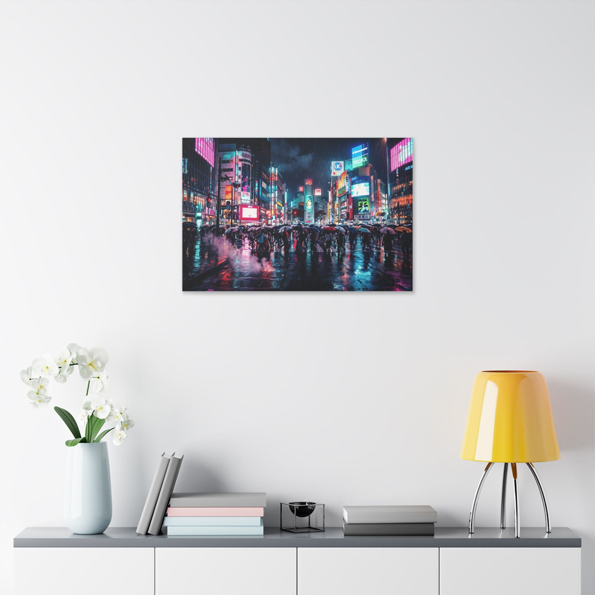 Tokyo Neon City Rainscape Canvas