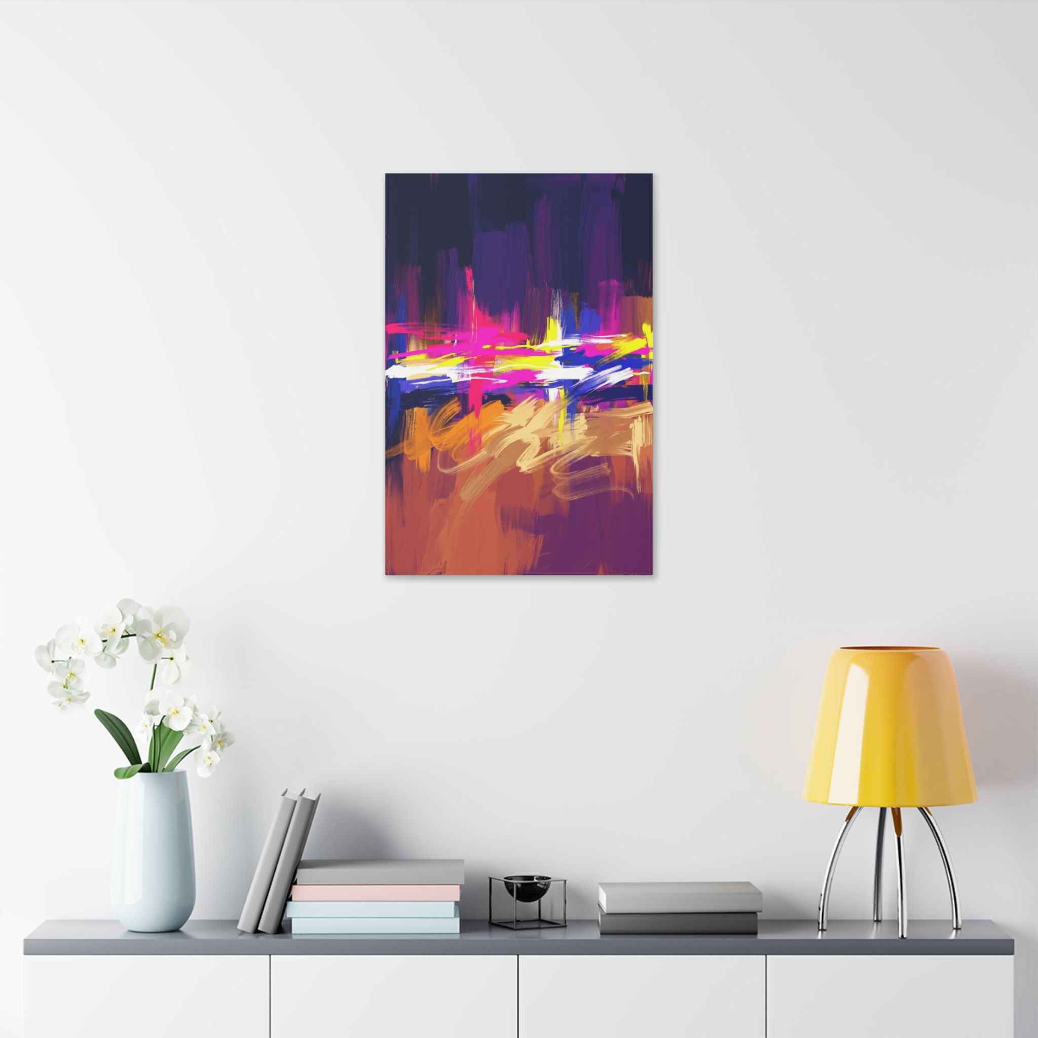 Abstract Neon Horizon inspired by Las Vegas and Mojave Desert contrast Canvas