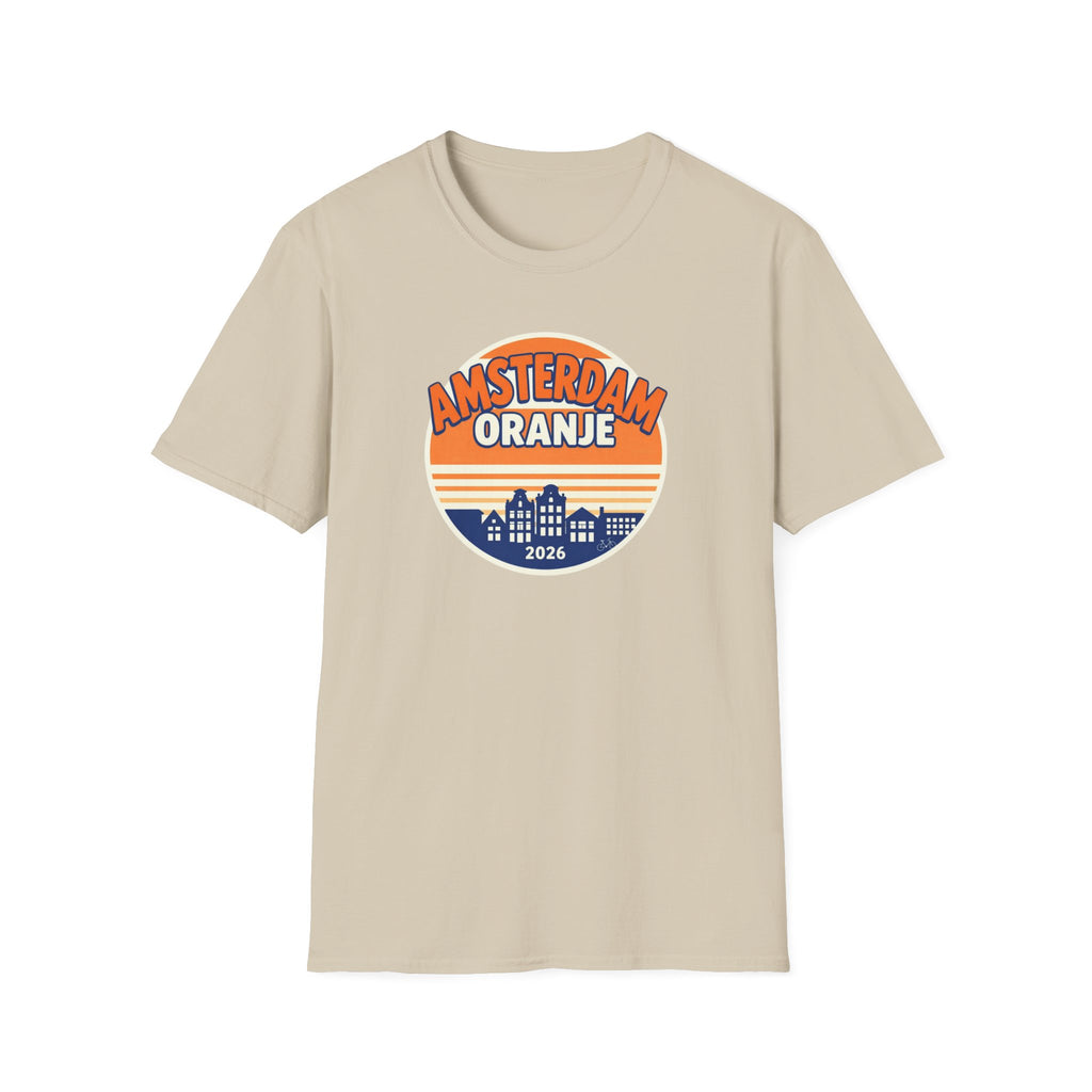 Amsterdam Oranje Vintage Skyline T-Shirt — 2026 Dutch Pride Tee