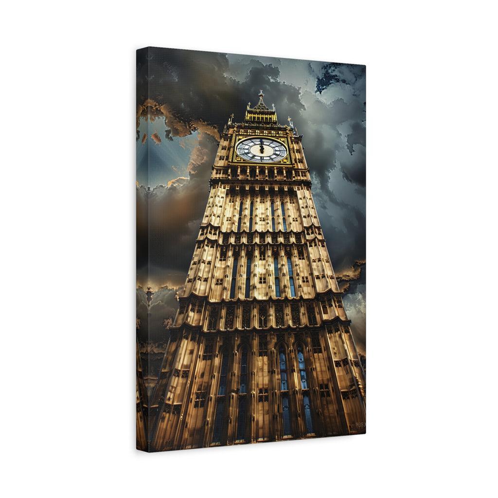 Big Ben London Canvas Wall Art — Dramatic Clock Tower Stretched Canvas