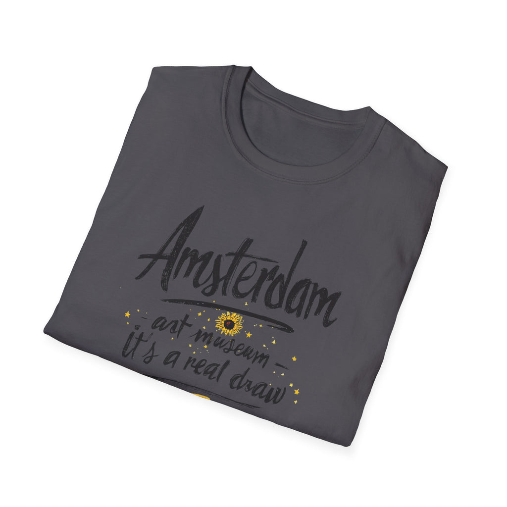 Amsterdam Art Museum T-Shirt — "Amsterdam" Script Graphic with "art museum — it’s a real draw"