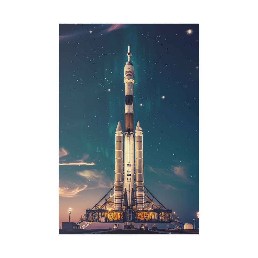 NASA Space Centre - Space Rocket Canvas Print — Vintage Saturn Launch Wall Art