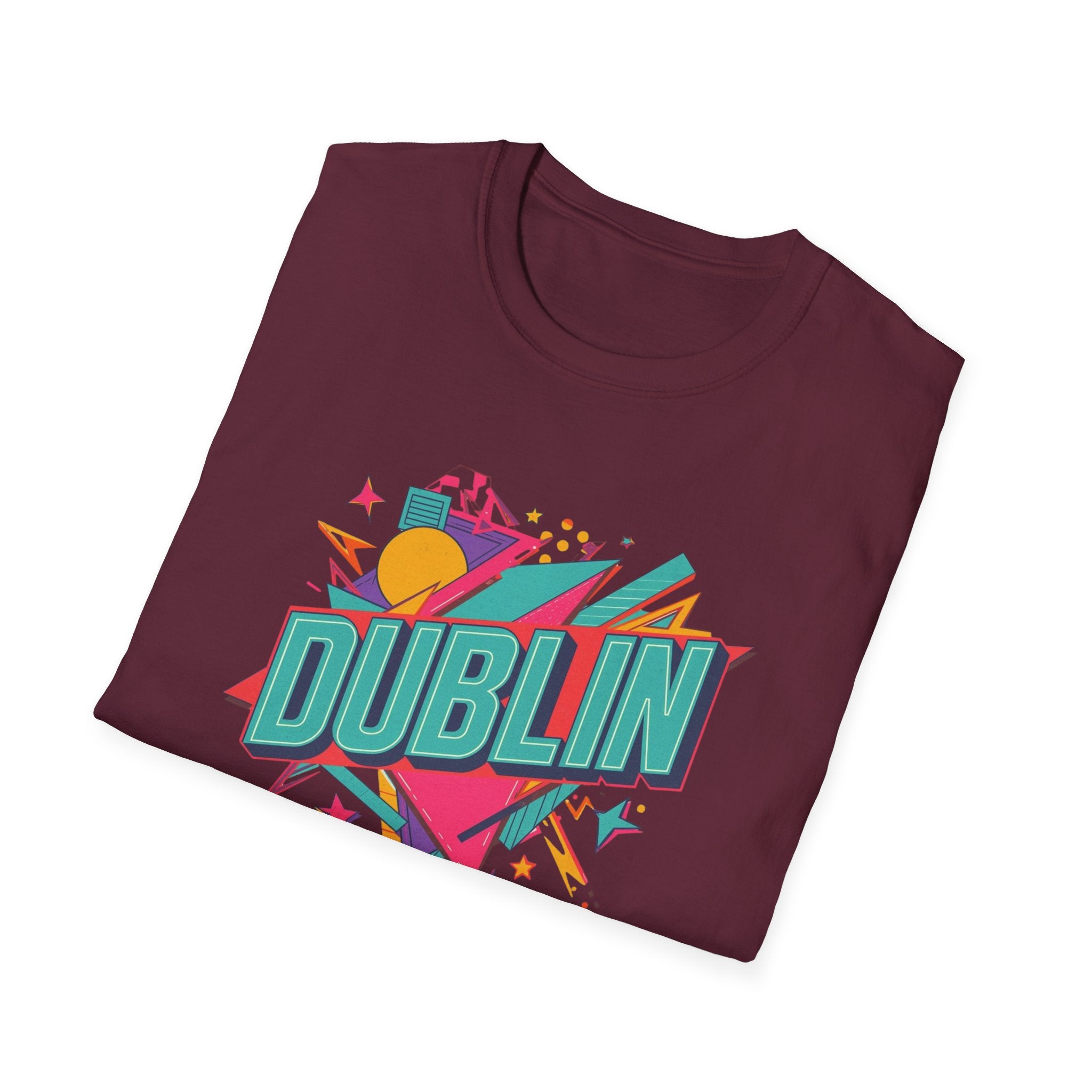 Dublin Retro Graphic T-Shirt — Bright 80s Style City Souvenir