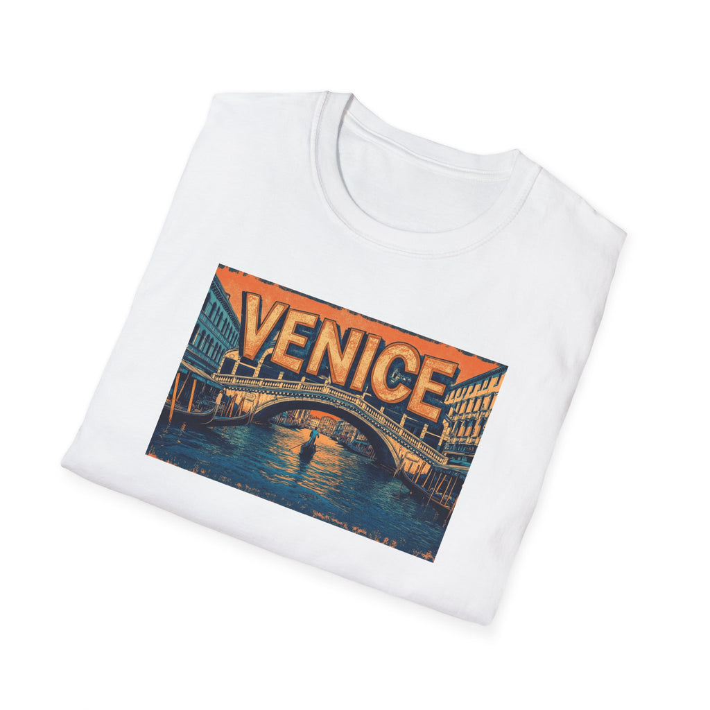 Venice Vintage Canal Poster T-Shirt | Gondola Bridge Italy Travel Tee