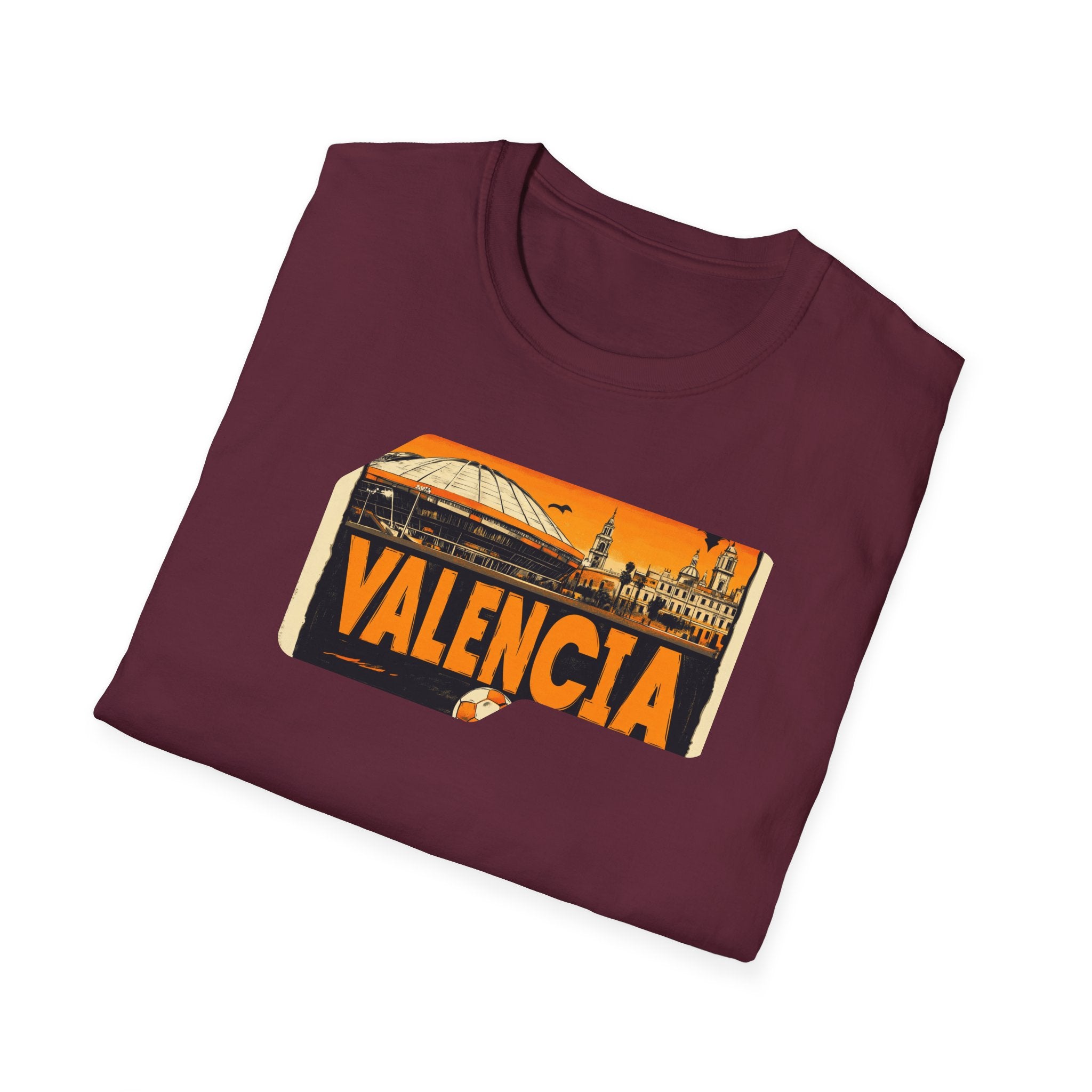 Valencia postcard skyline T-Shirt | Retro cityscape, orange sunset