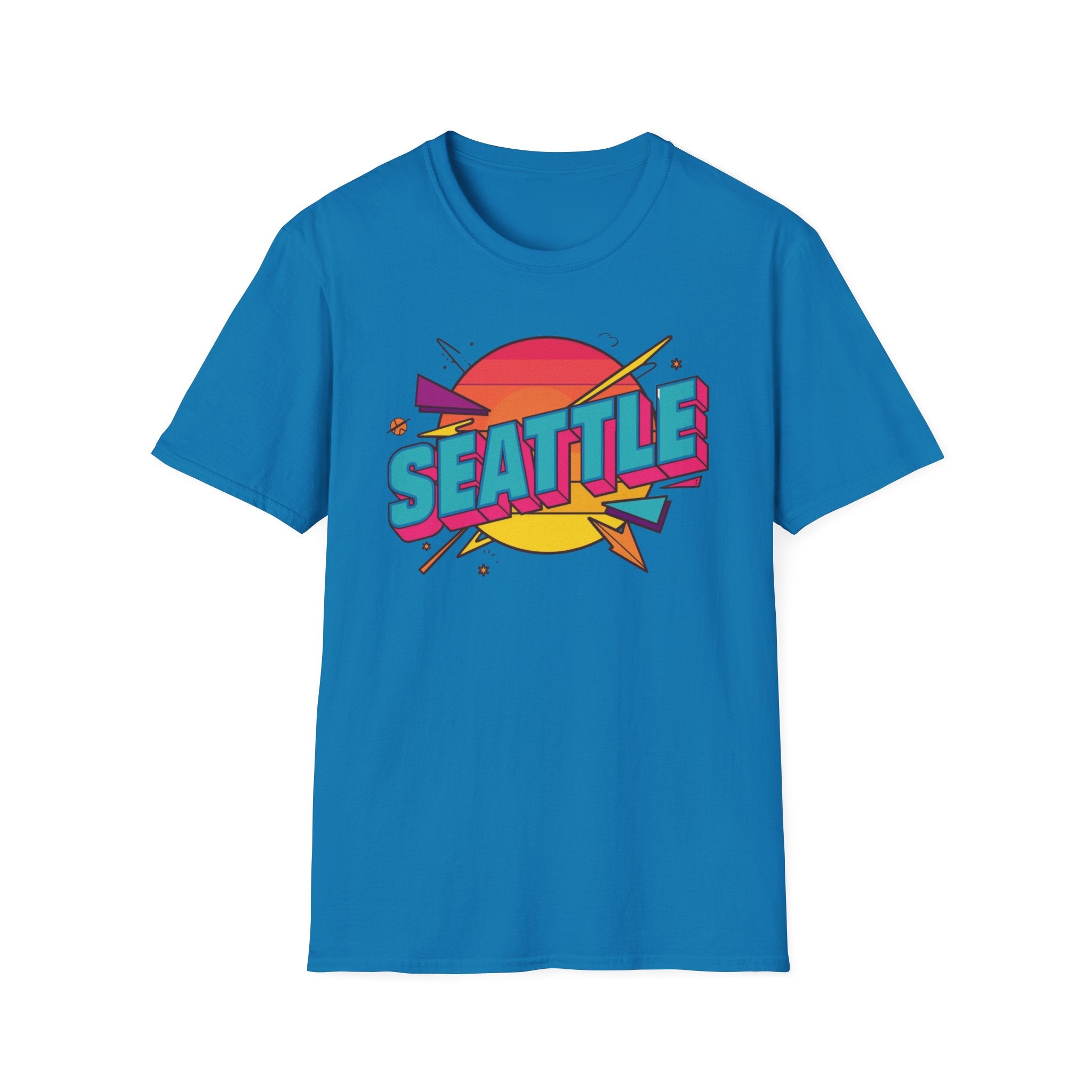 Seattle Retro Sunset T-Shirt — Vintage 80s City Graphic Tee