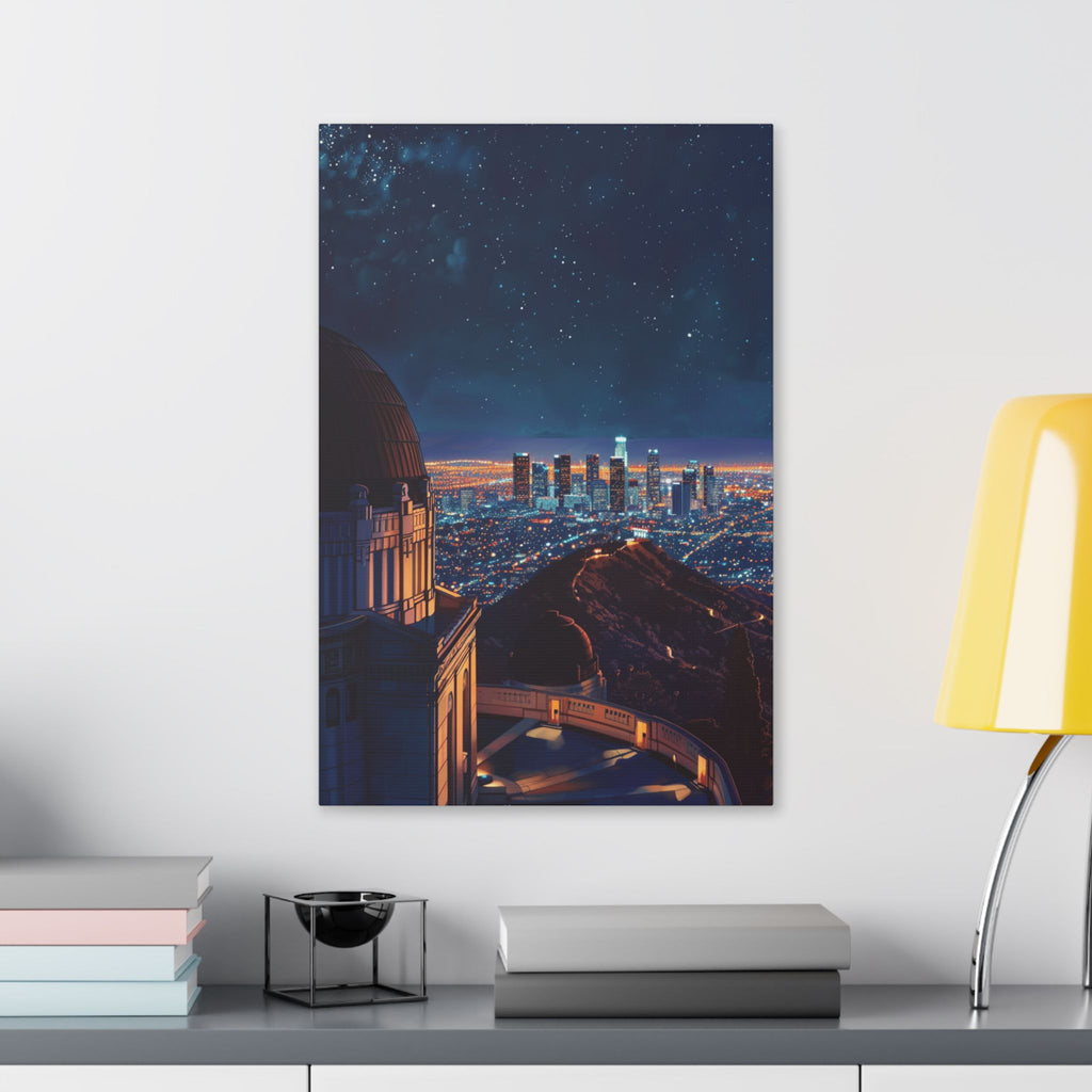 Los Angeles Night Skyline Canvas Print — Griffith Observatory Cityscape Wall Art
