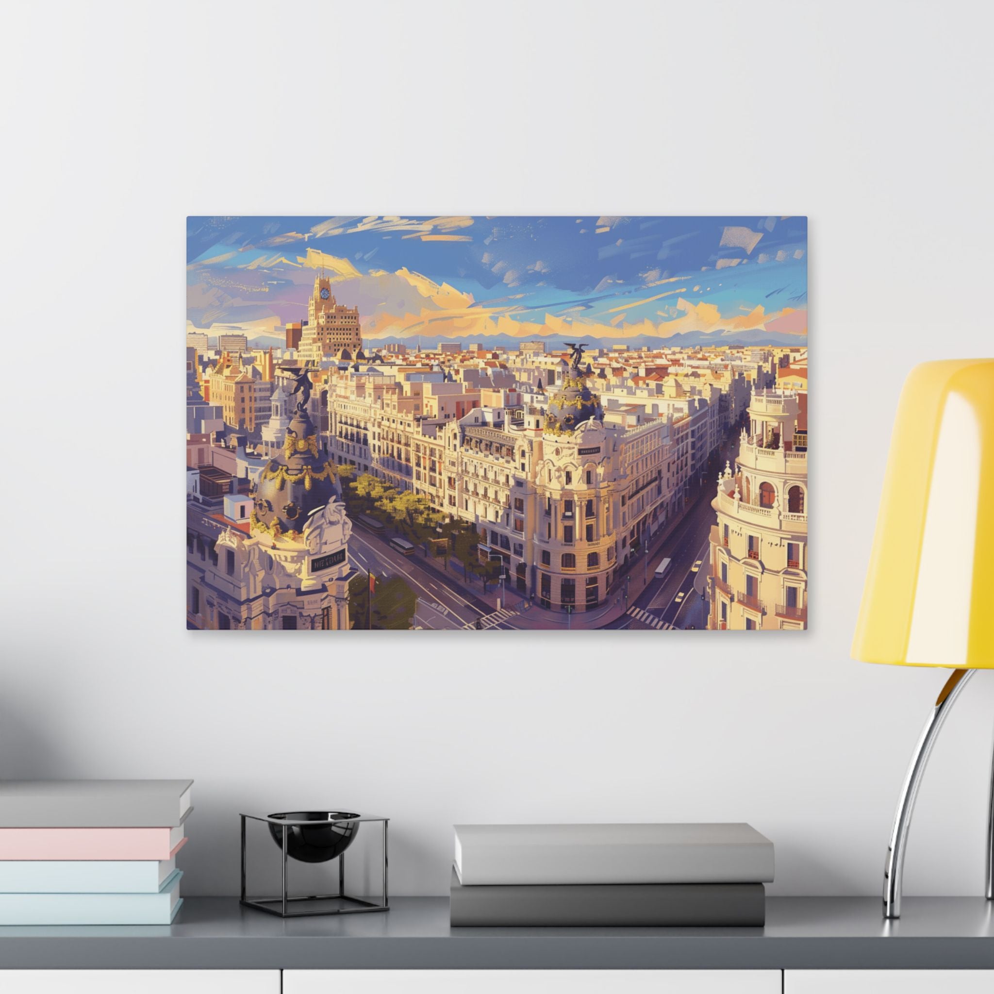 Madrid Cityscape Canvas Print — Sunny Gran Vía Wall Art