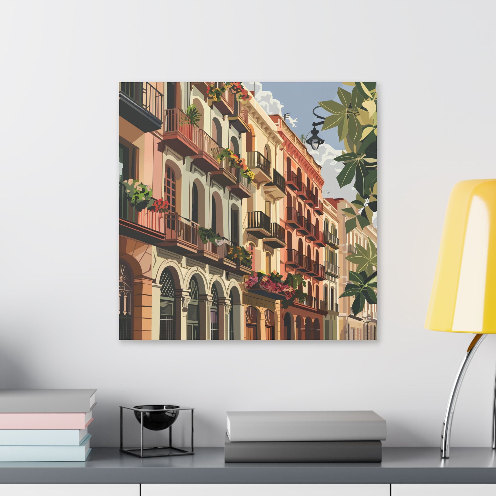 Mediterranean Balcony Street Canvas