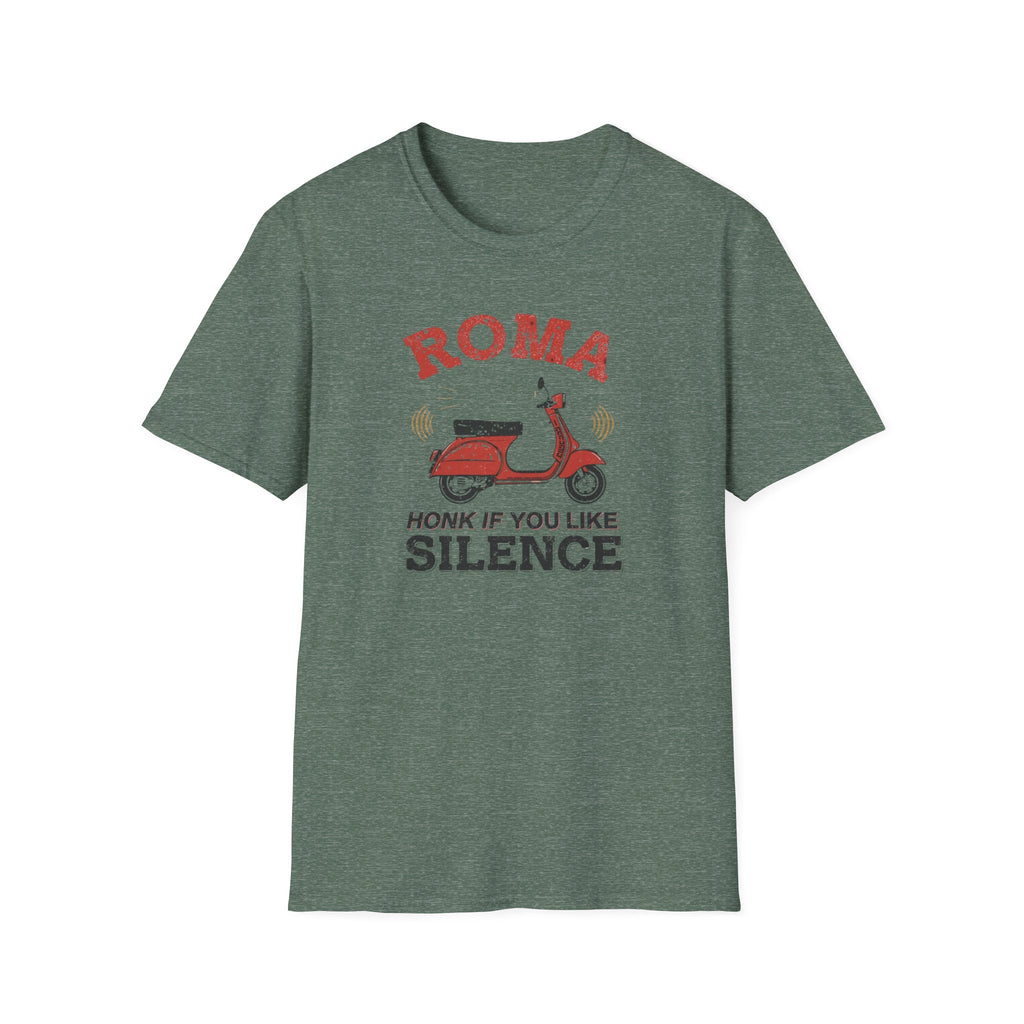 Roma Scooter T‑Shirt — "Honk If You Like Silence" Vintage Vespa Tee