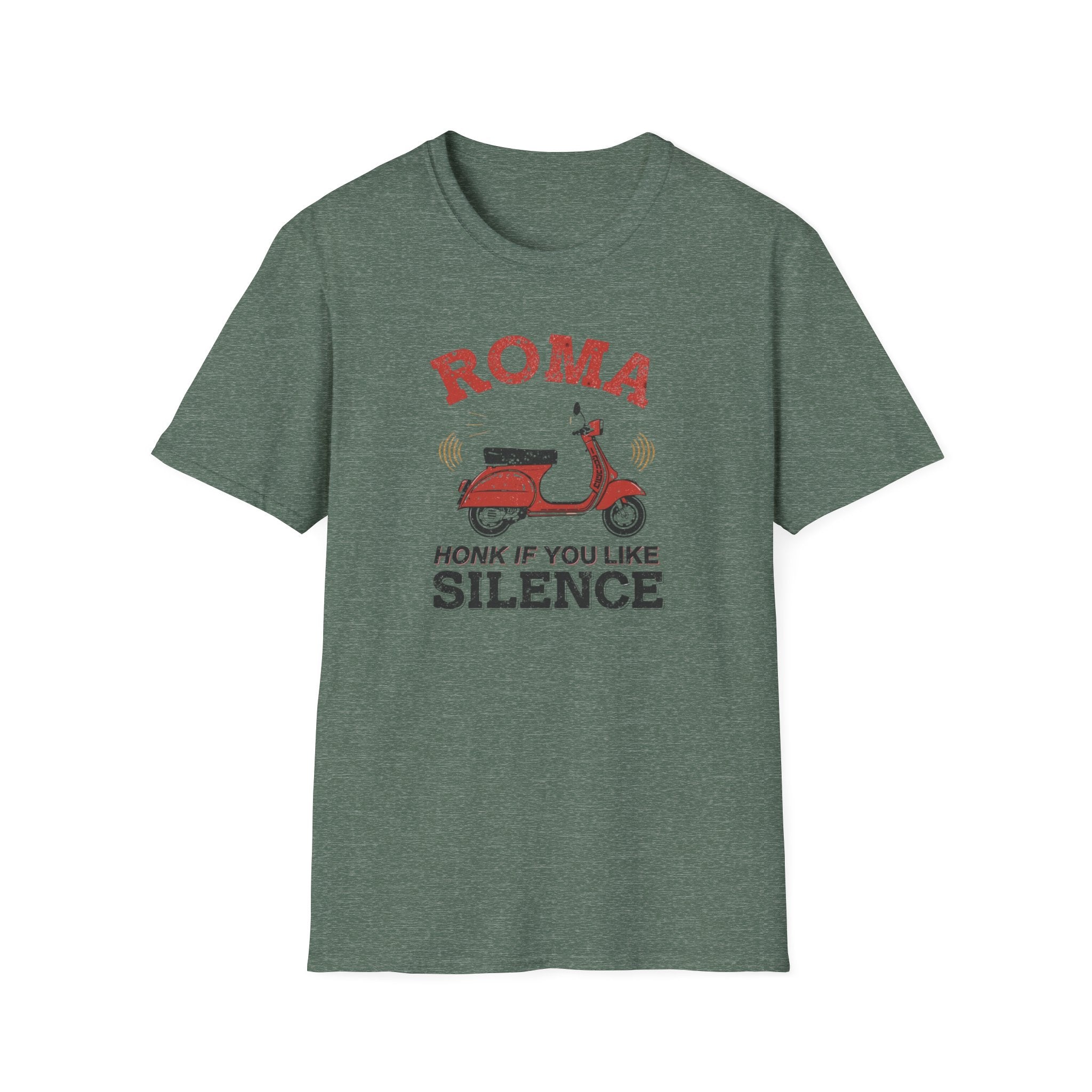 Roma Scooter T‑Shirt — "Honk If You Like Silence" Vintage Vespa Tee