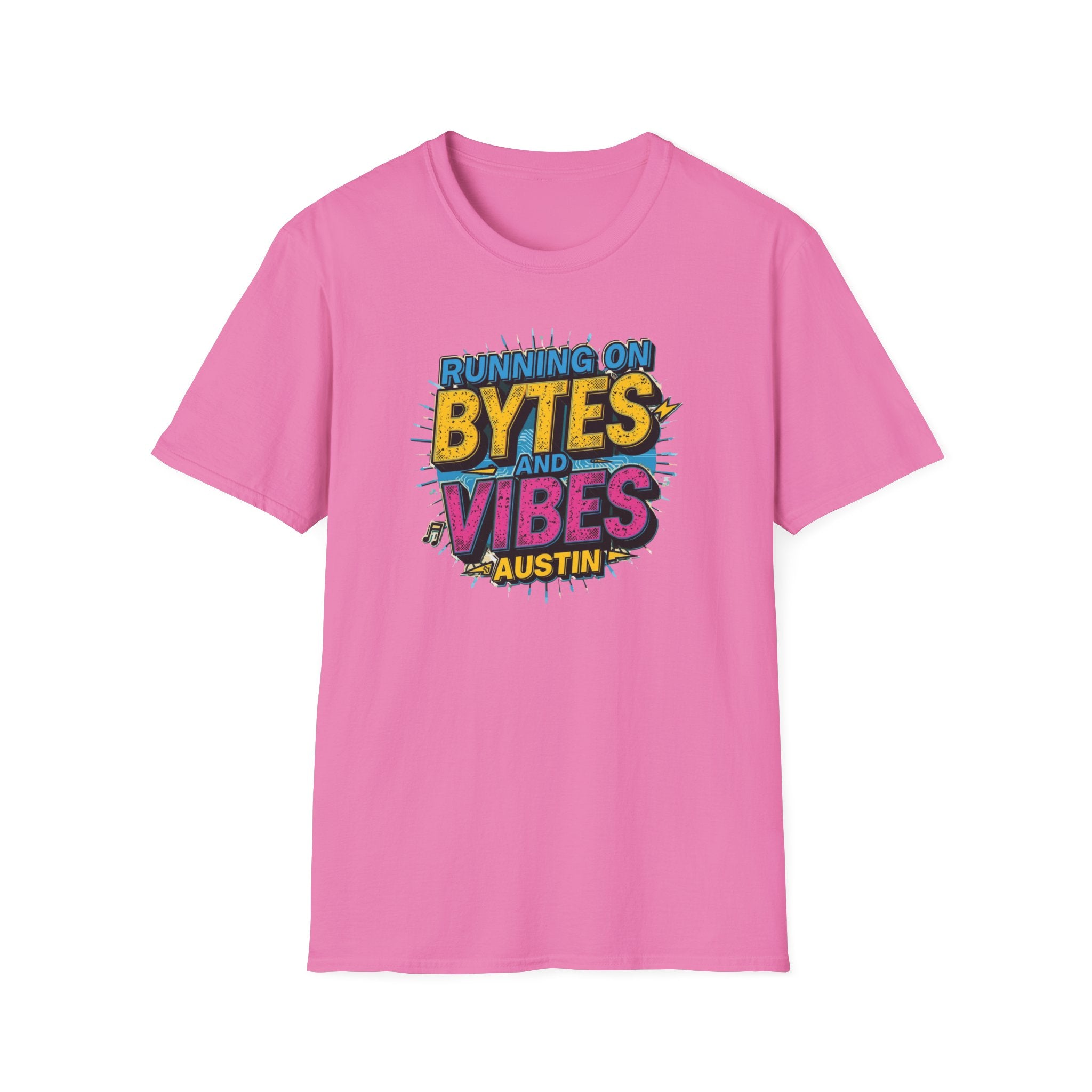Running on Bytes and Vibes T-Shirt — Austin Retro Tech Graphic Tee