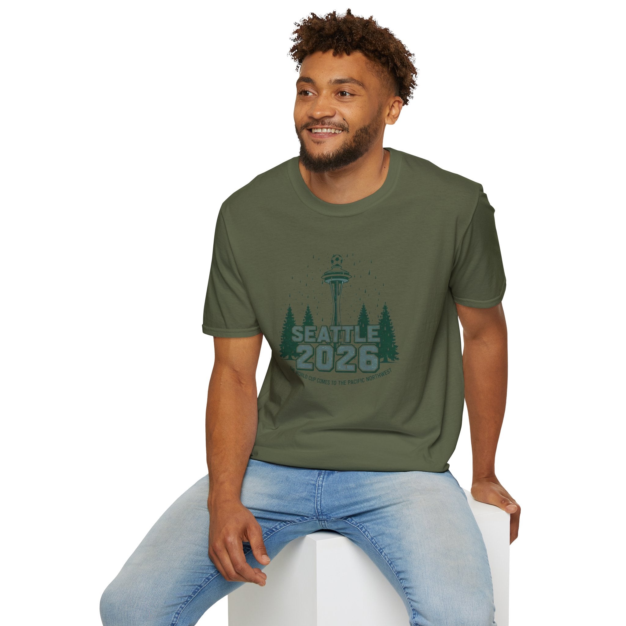 Seattle 2026 Souvenir T-Shirt — Space Needle & Pine Trees Travel Tee