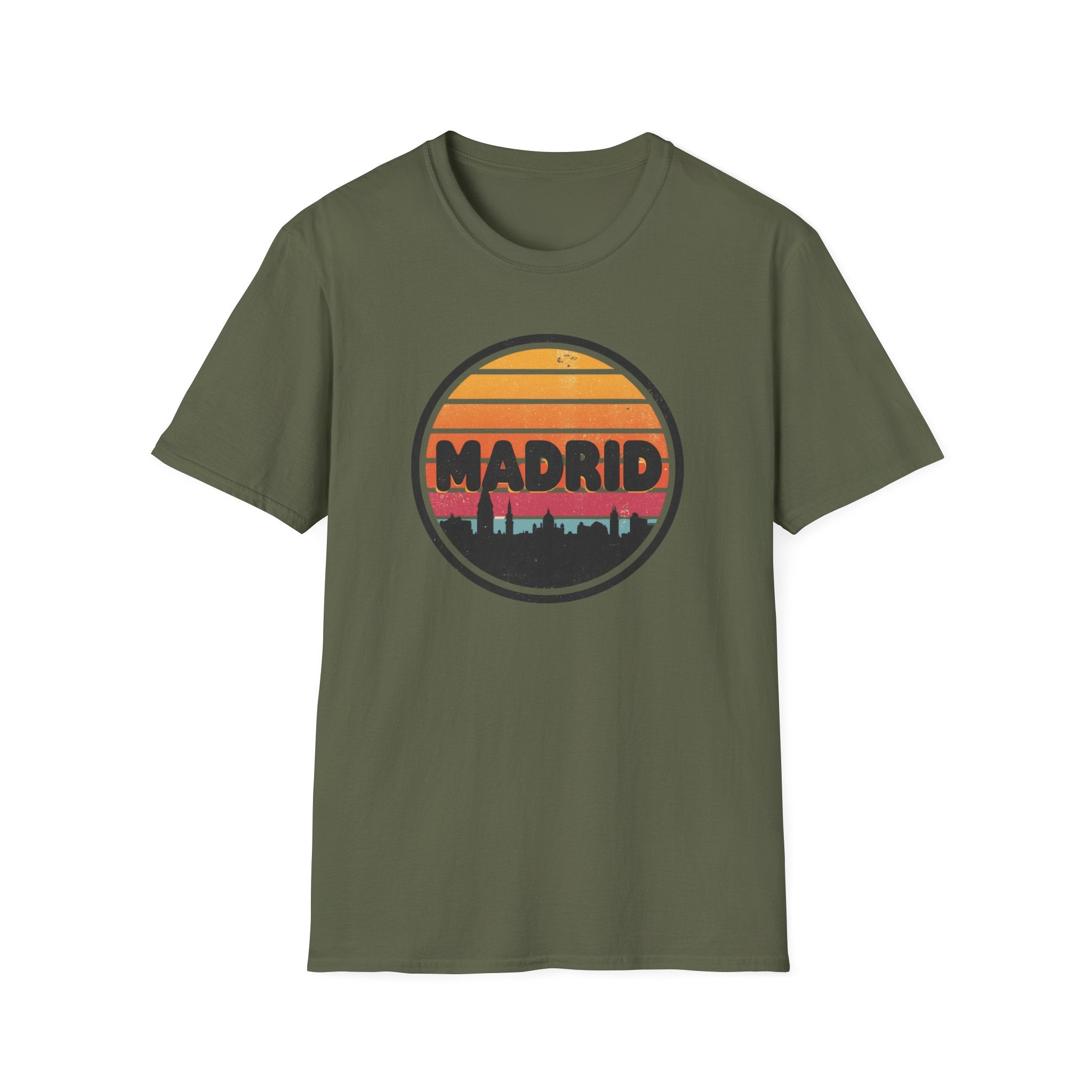 Madrid Skyline T-Shirt — Vintage Sunset Cityscape Tee
