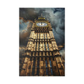 Big Ben London Canvas Wall Art — Dramatic Clock Tower Stretched Canvas