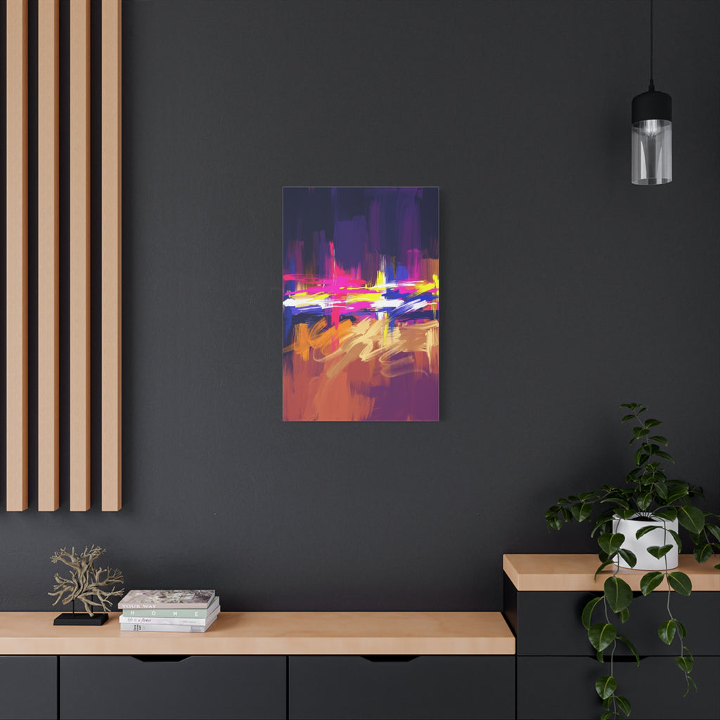 Abstract Neon Horizon inspired by Las Vegas and Mojave Desert contrast Canvas