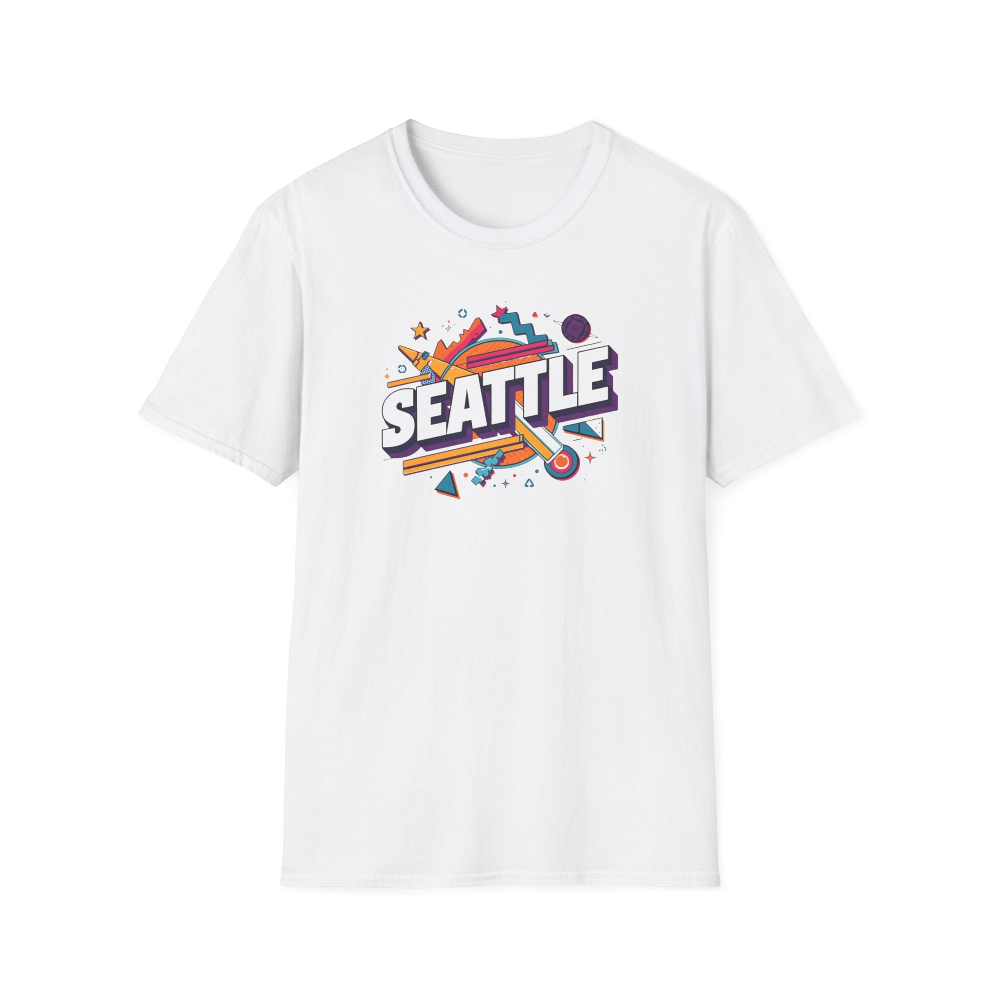 Seattle Retro Graphic T-Shirt — Colorful City Skyline Design